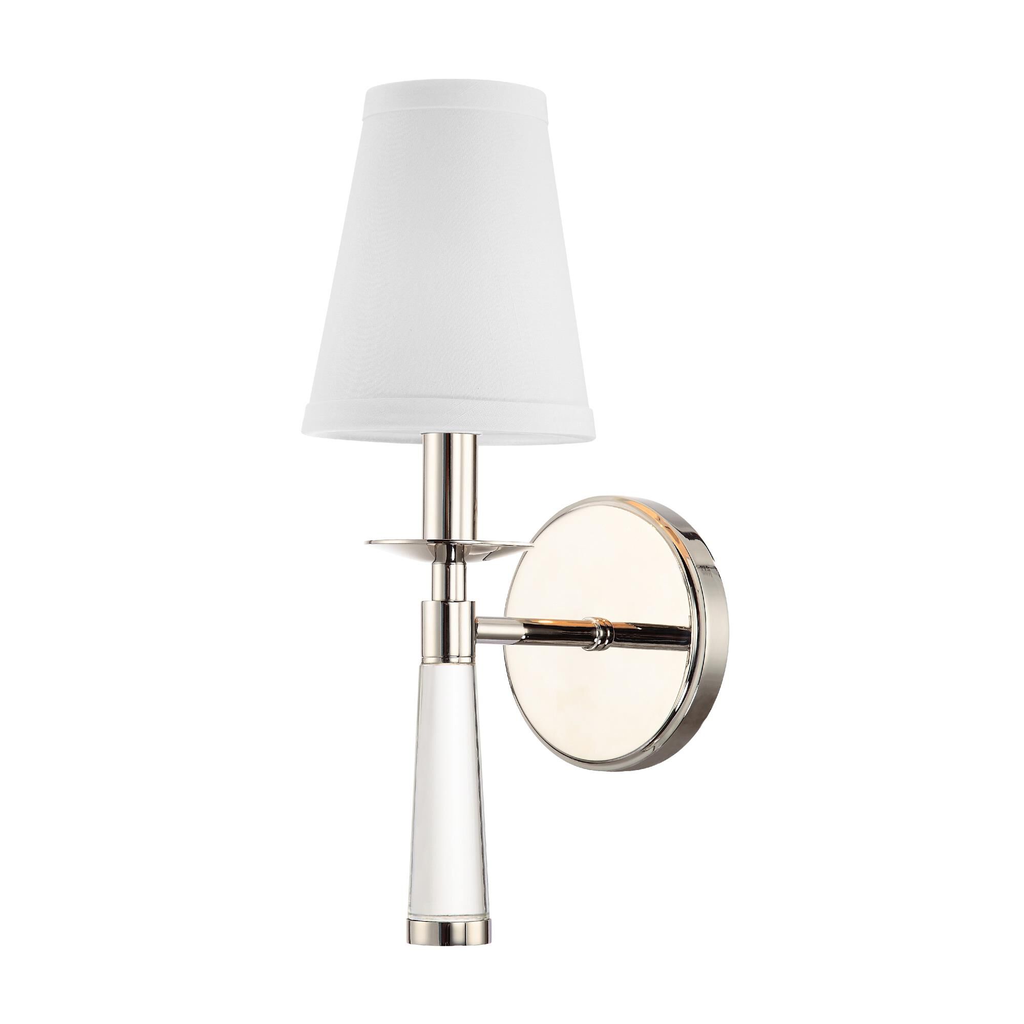 Shown in Polished Nickel finish and White Silk shade