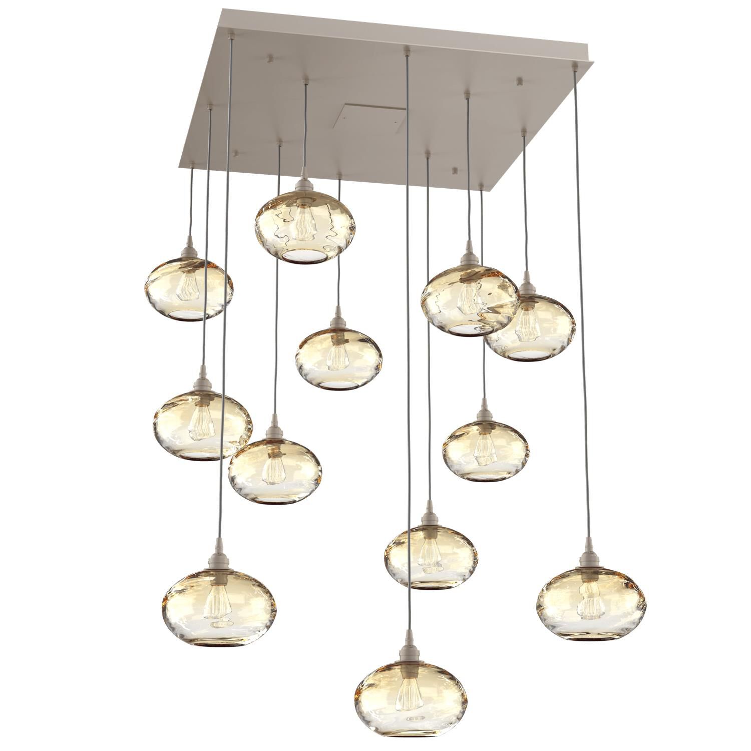 Shown in Metallic Beige Silver finish and Optic Amber glass