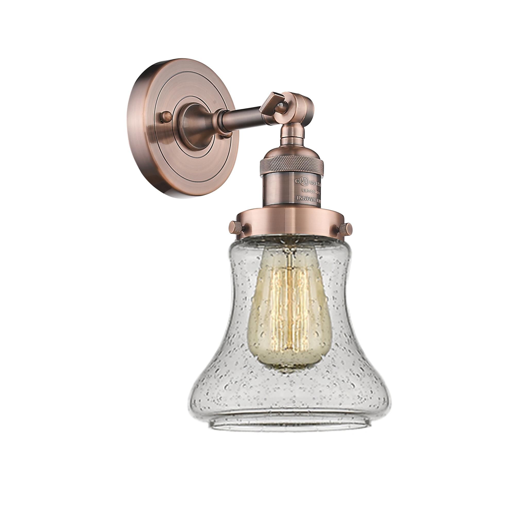 Shown in Antique Copper finish and Seedy glass