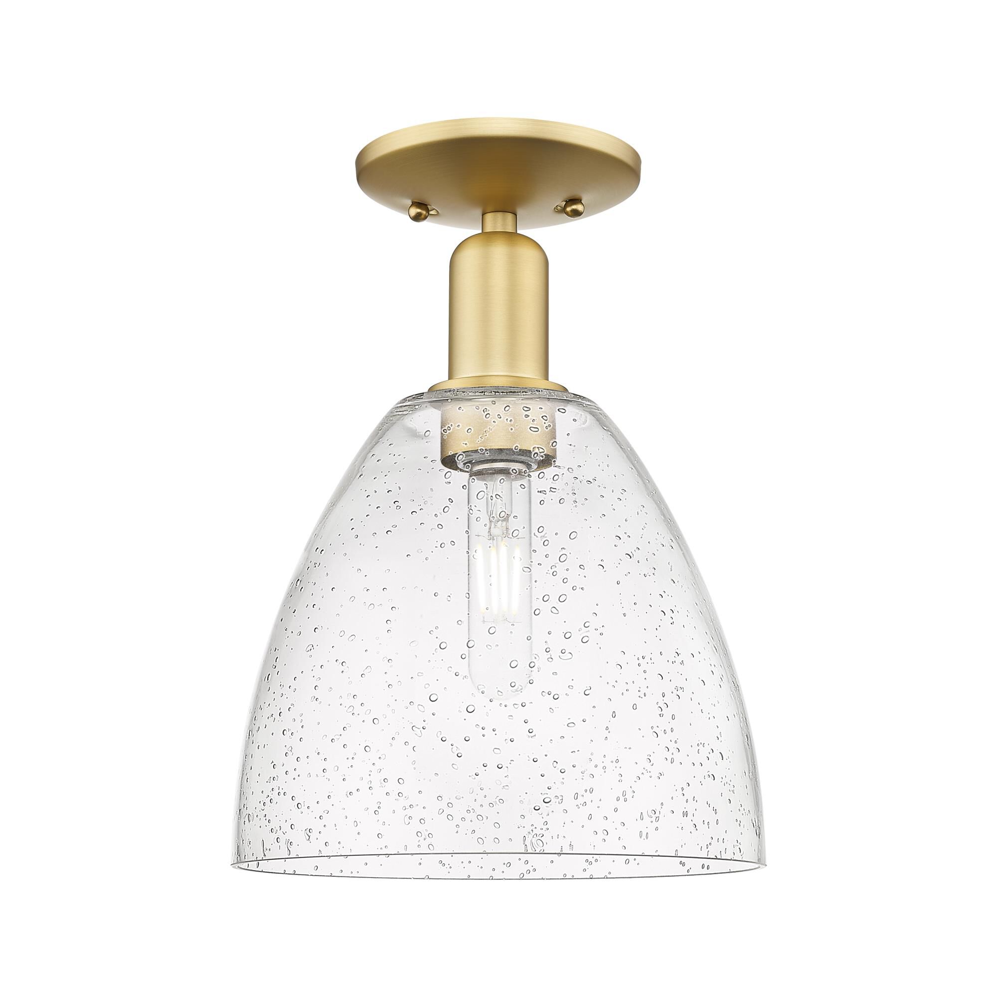 Shown in Satin Gold finish and Seedy glass