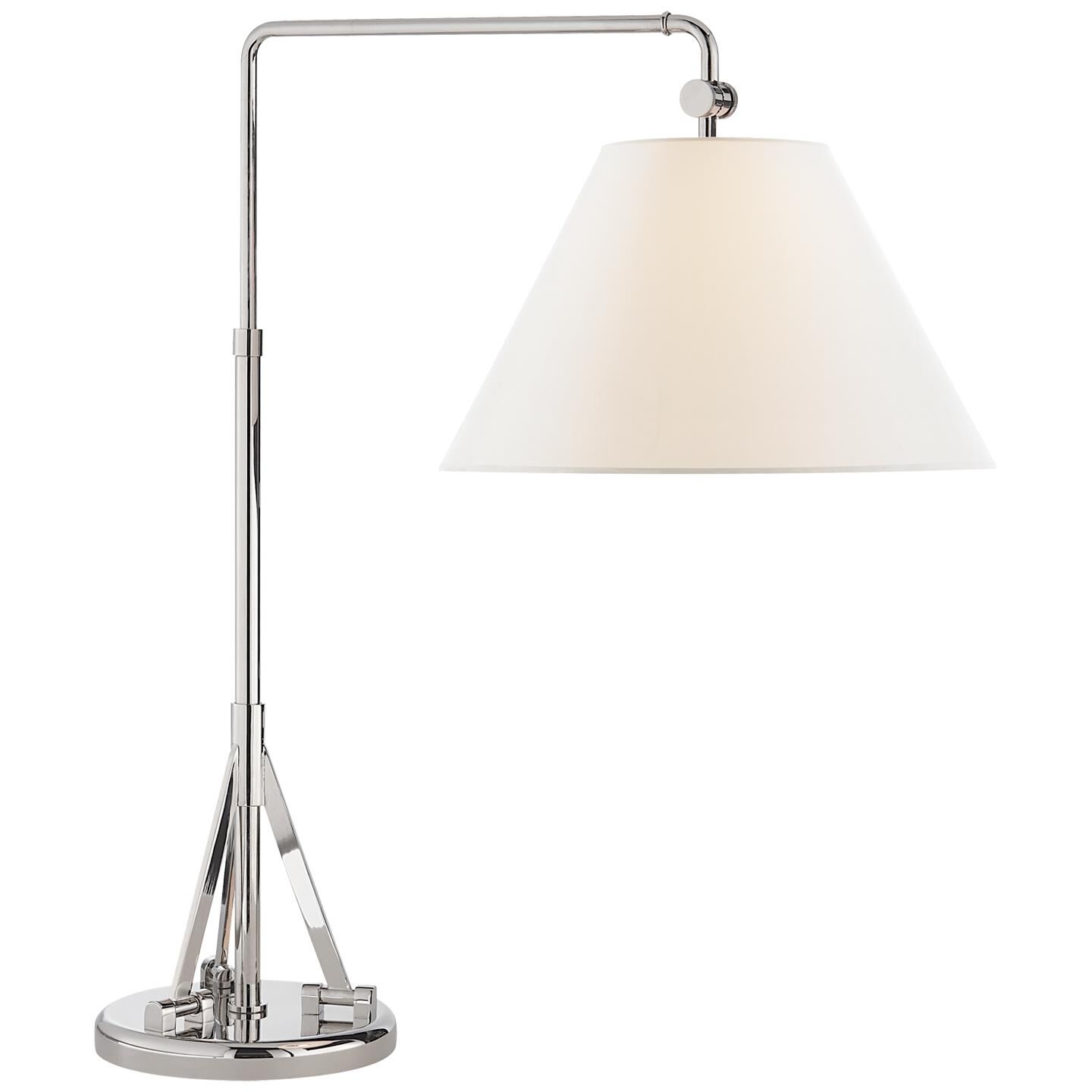 Shown in Polished Nickel finish and Linen shade