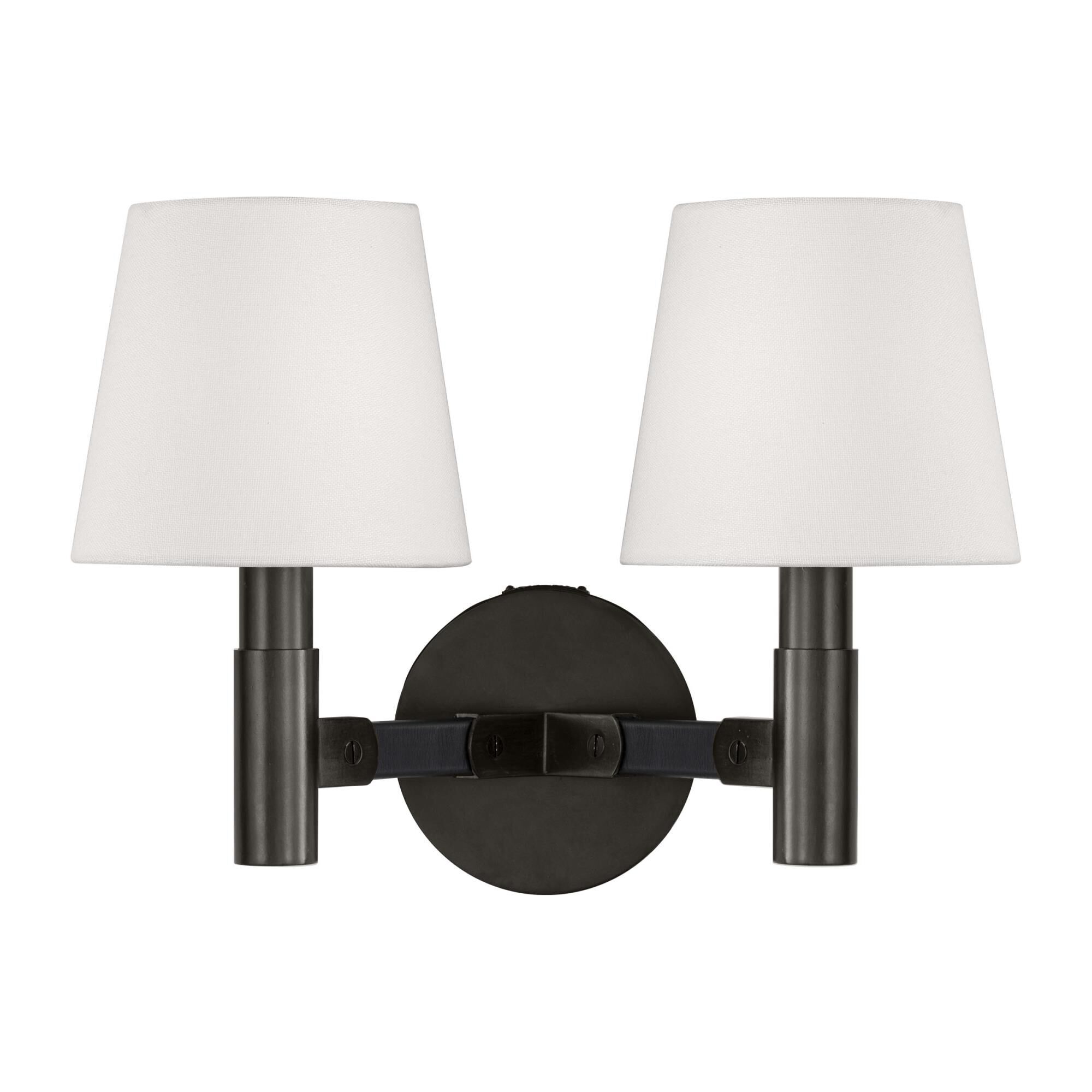 Shown in Aged Iron finish and White Linen shade