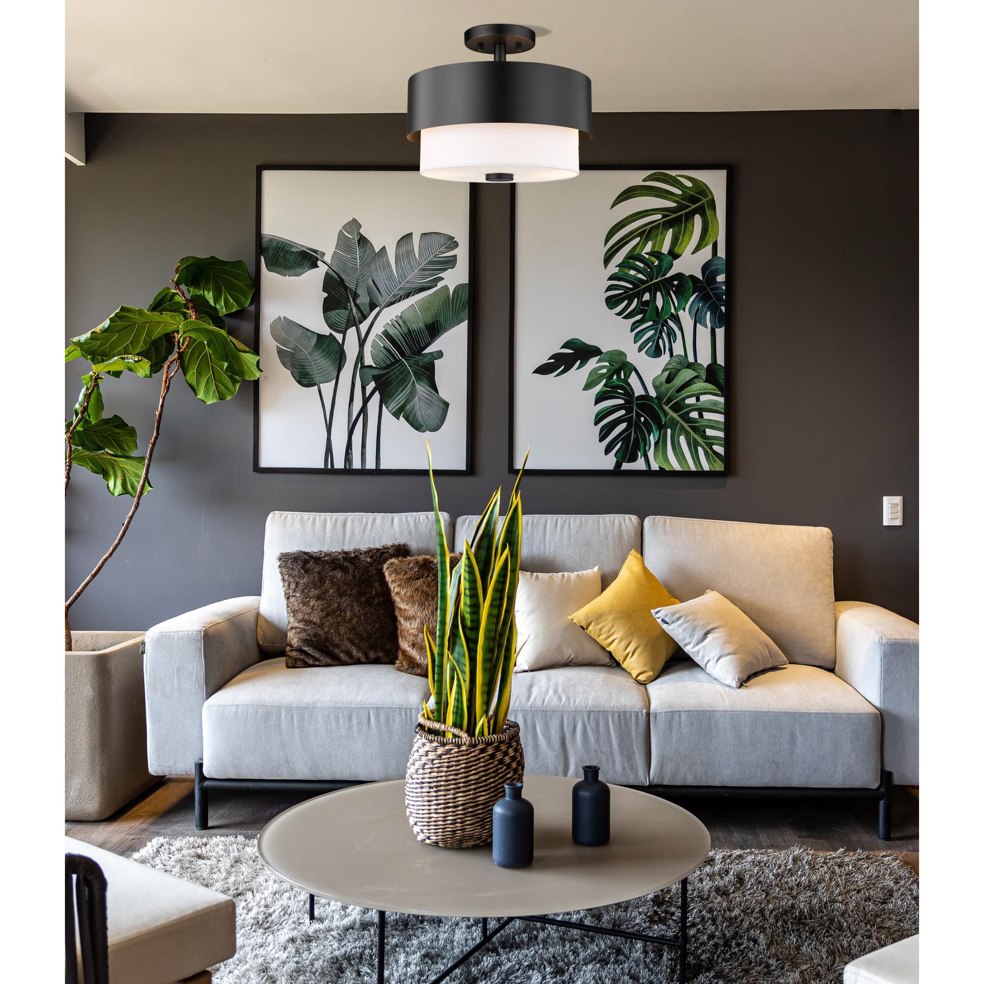 Counterpoint 13 Inch 2 Light Semi Flush Mount by Z-Lite