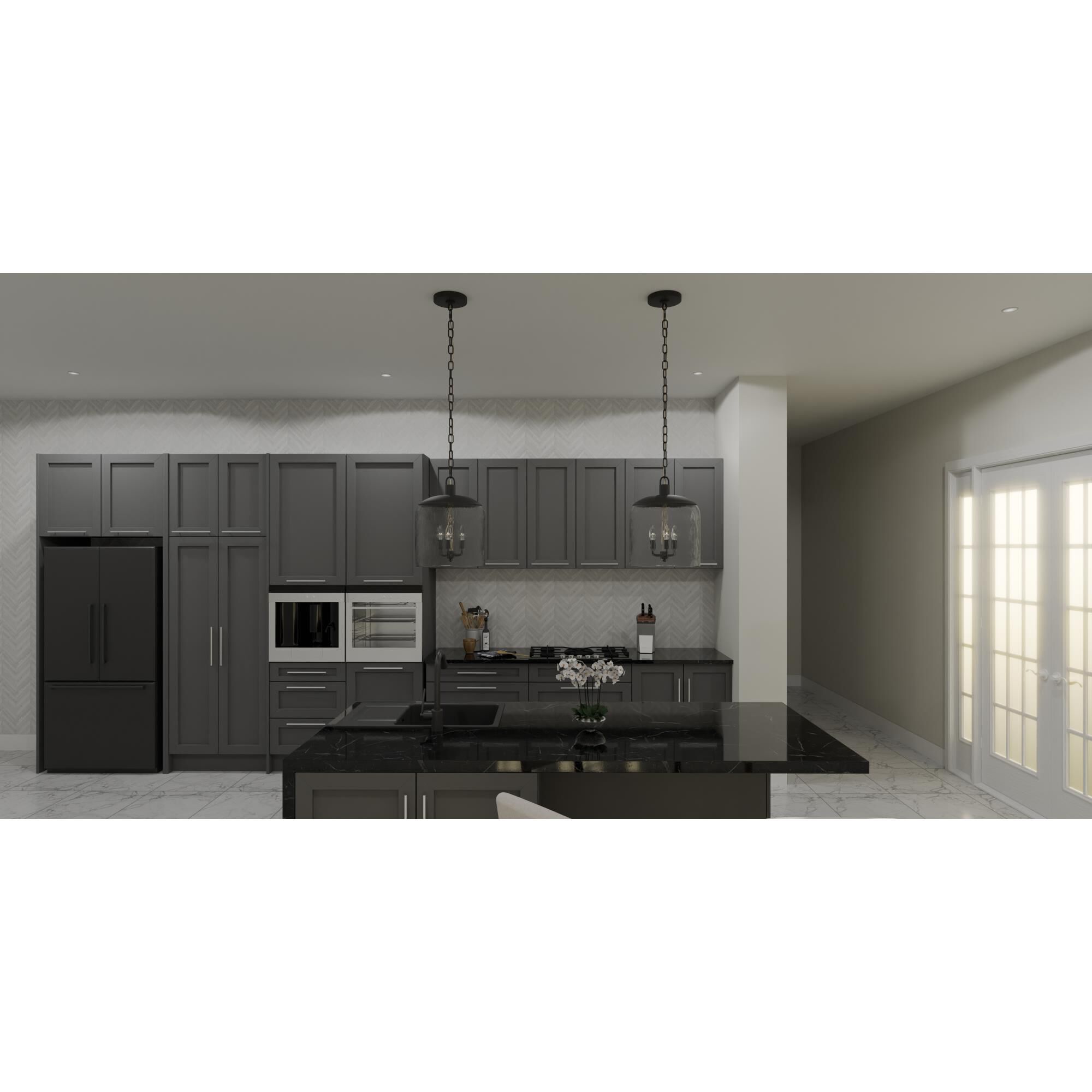 Shown in Matte Black finish and Clear Water glass