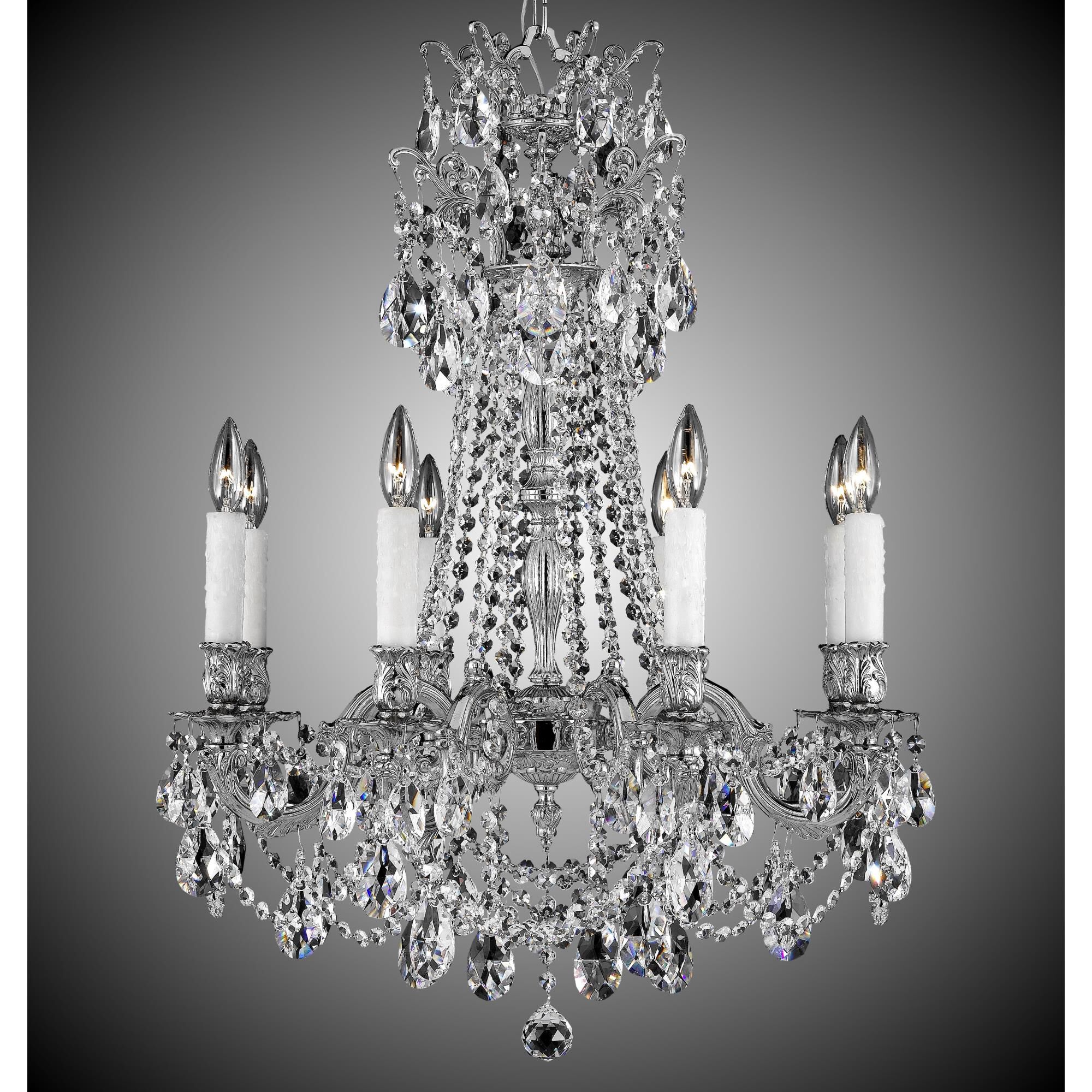 Shown in Silver finish and Oval Precision crystal and 4 Inch Pale Ivory Beeswax Candle Cover With Drip accent