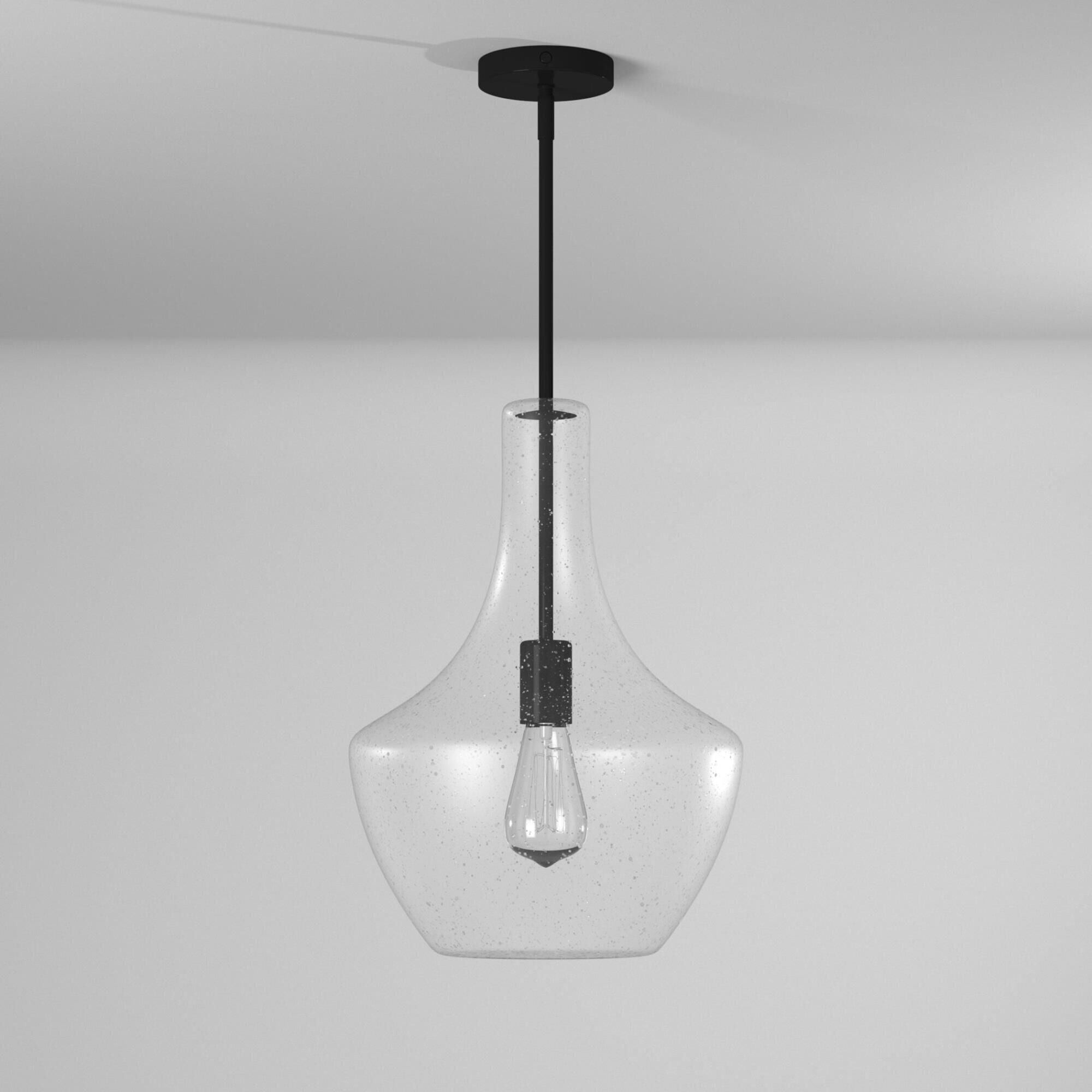 Shown in Matte Black finish and Seeded Artisan glass