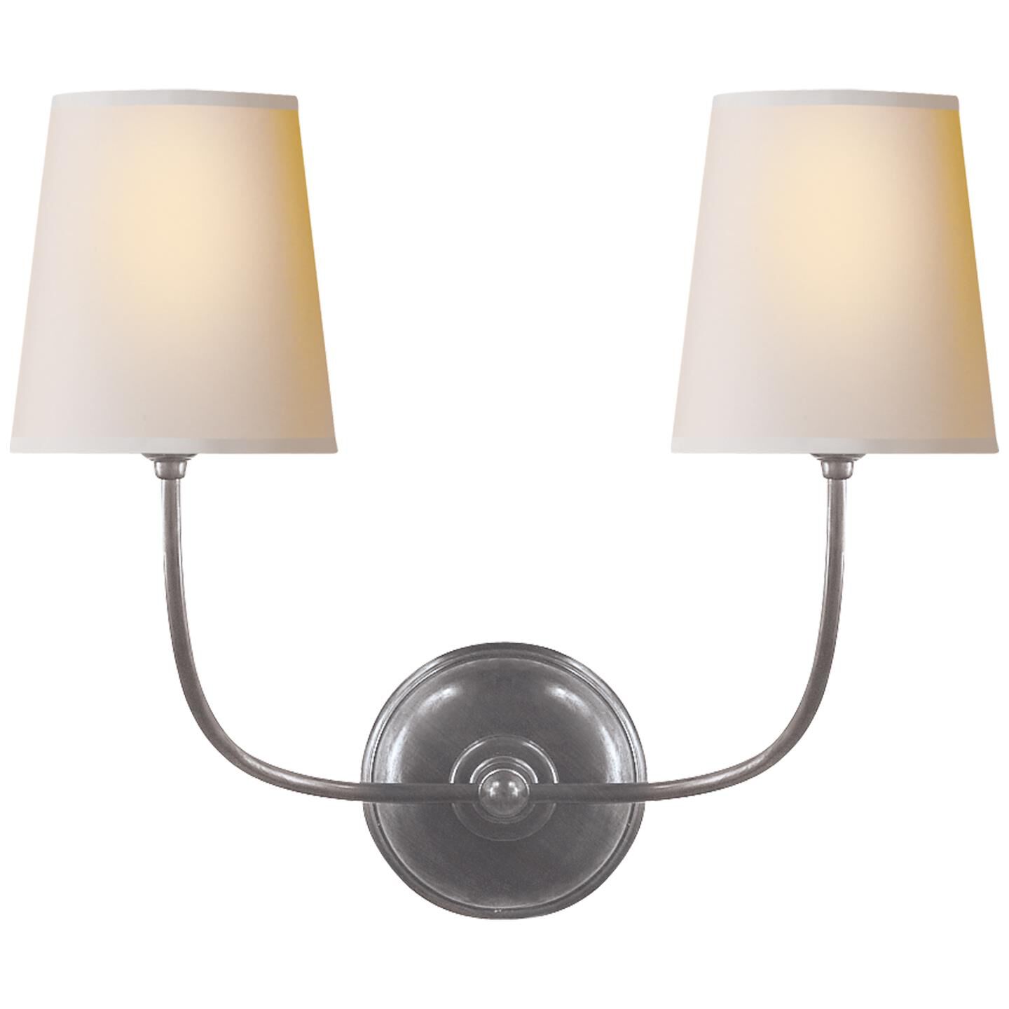 Shown in Antique Silver finish and Natural Paper shade 
