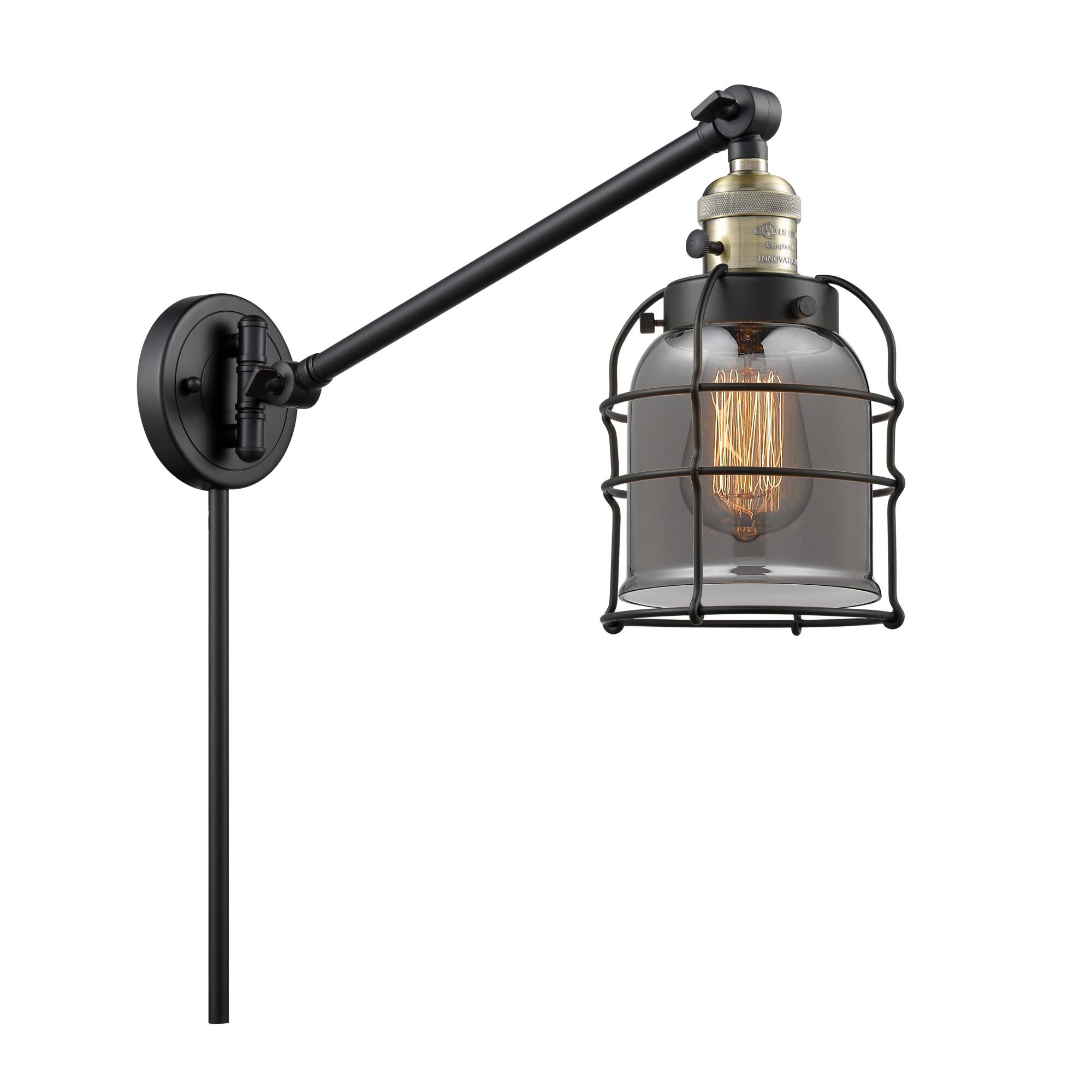 Shown in Black Antique Brass finish and Plated Smoke glass