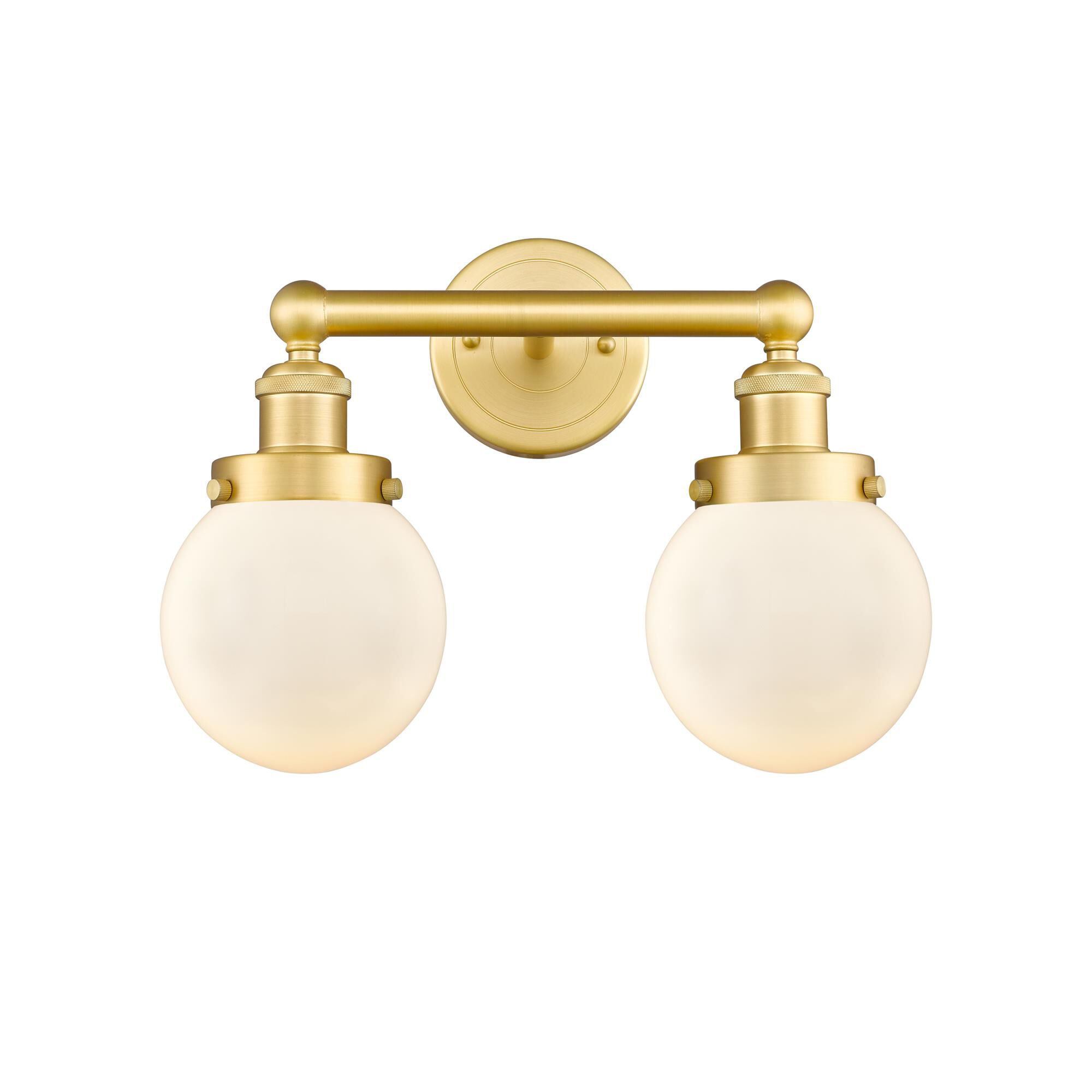 Shown in Satin Gold finish and Matte White glass