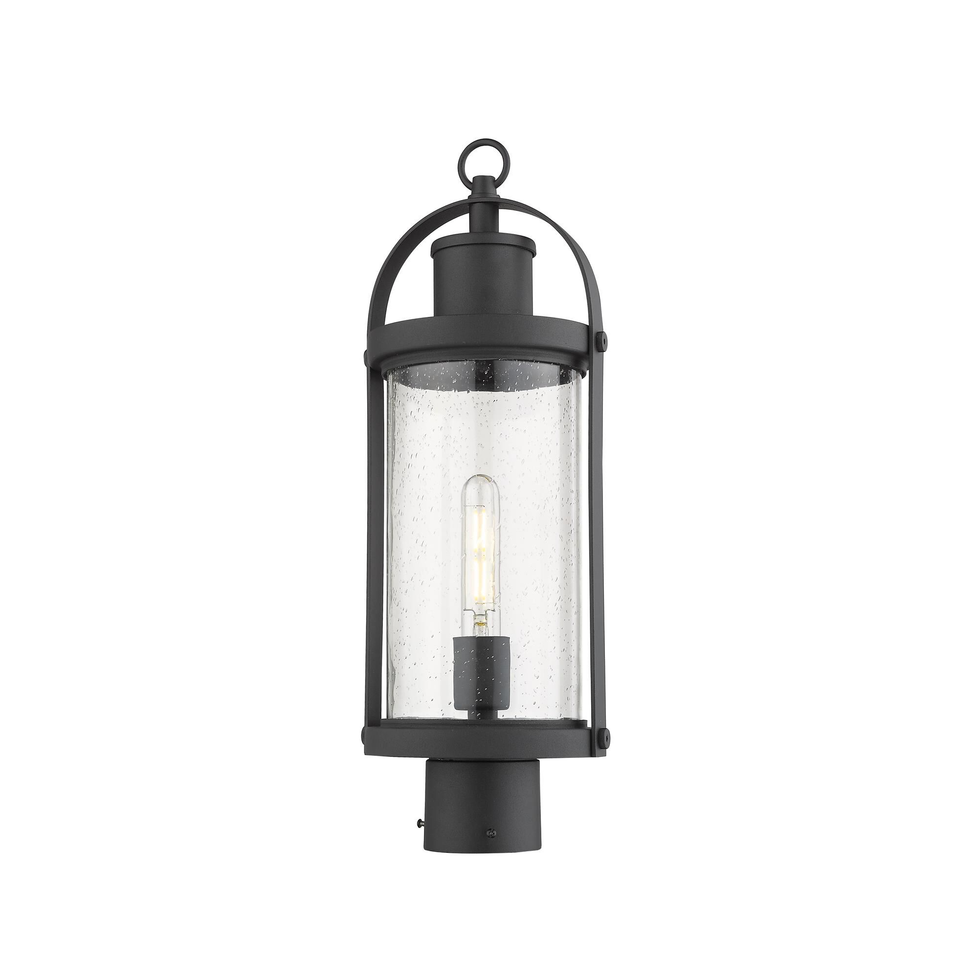 Shown in Black finish and Glass shade