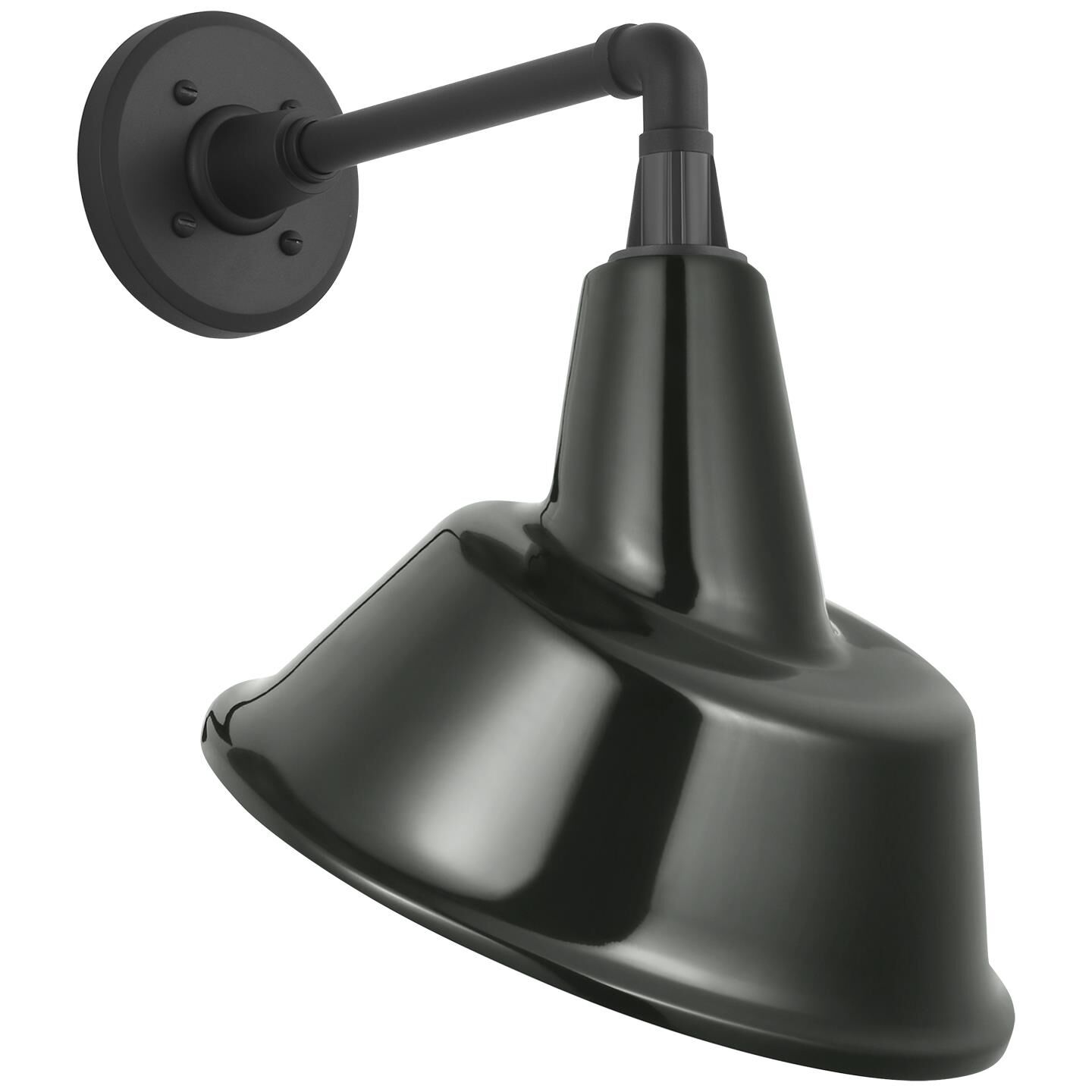 Shown in Matte Black finish and Green Bowers shade