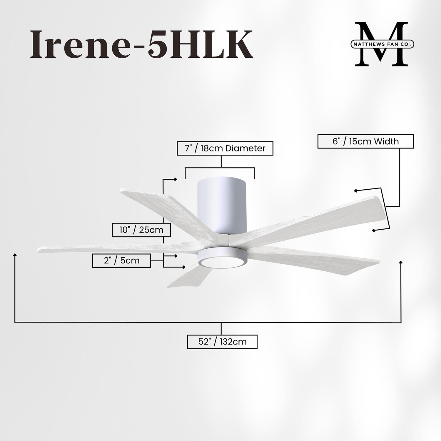 Irene 52 Inch Flush Mount Fan with Light Kit by Matthews Fan Company