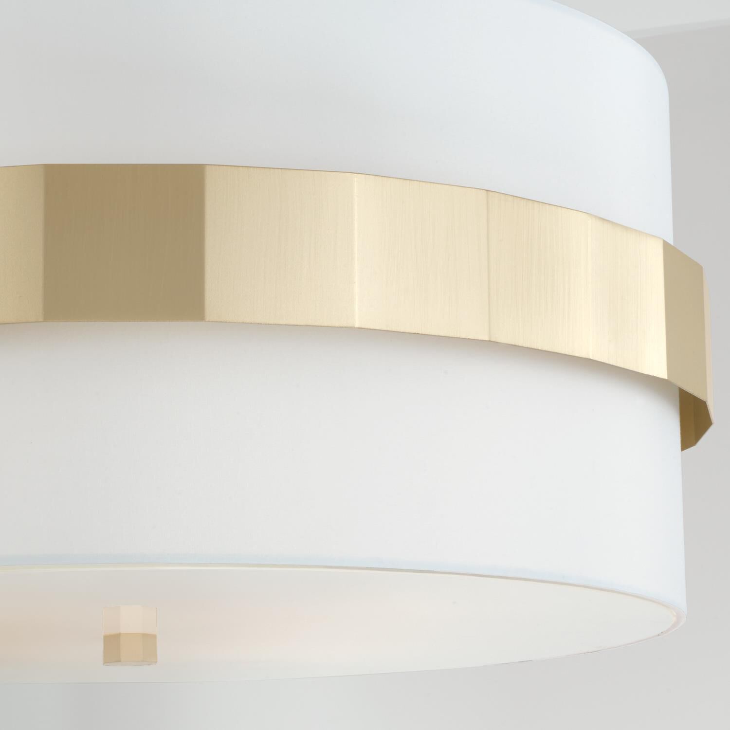 Shown in Soft Gold finish and White Fabric shade