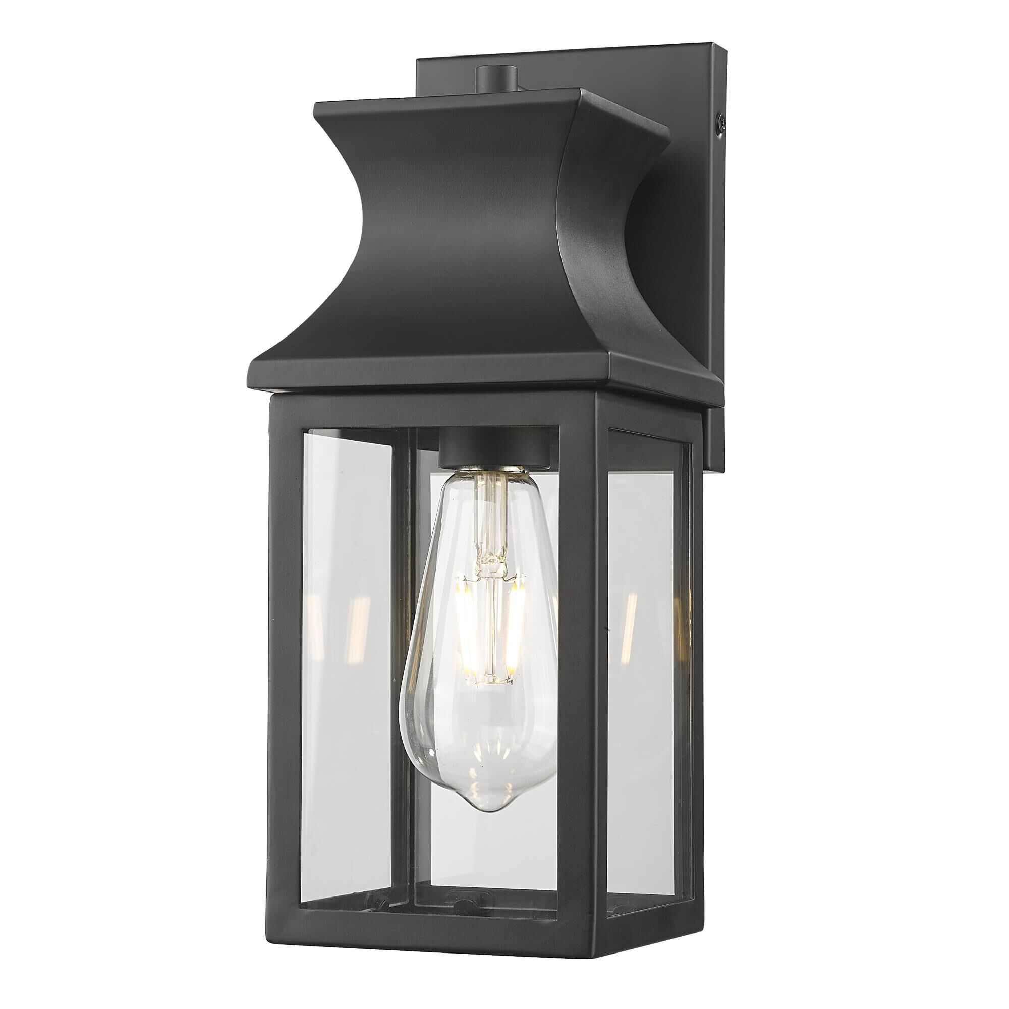 Shown in Matte Black finish and Clear Glass Panes shade