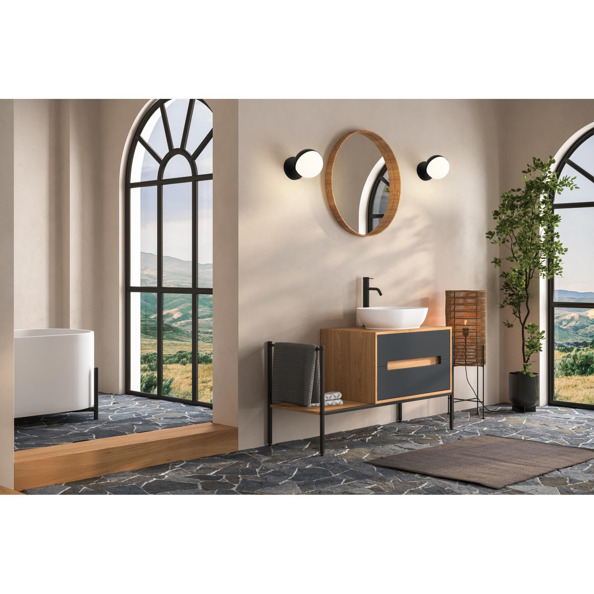 Shown in Matte Black finish and Matte Opal glass and Matte Opal shade