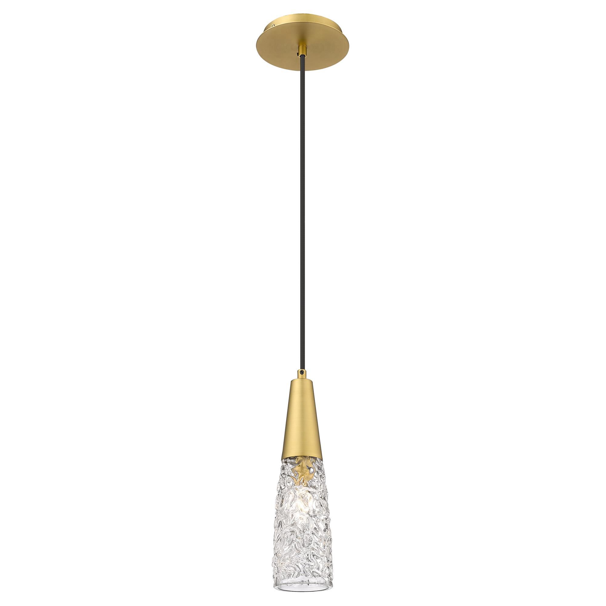 Shown in Brushed Brass finish and Clear shade