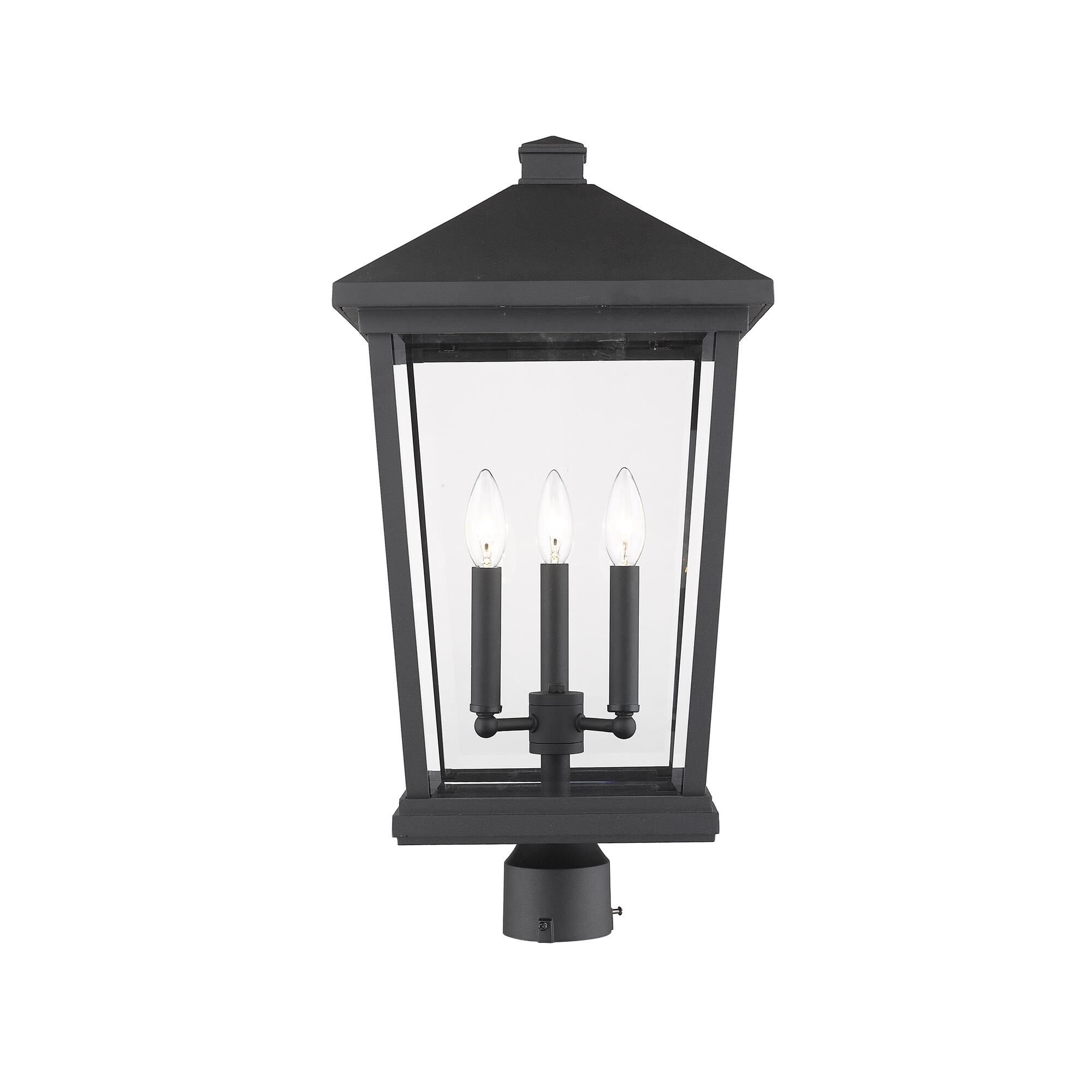 Shown in Black finish and Glass shade