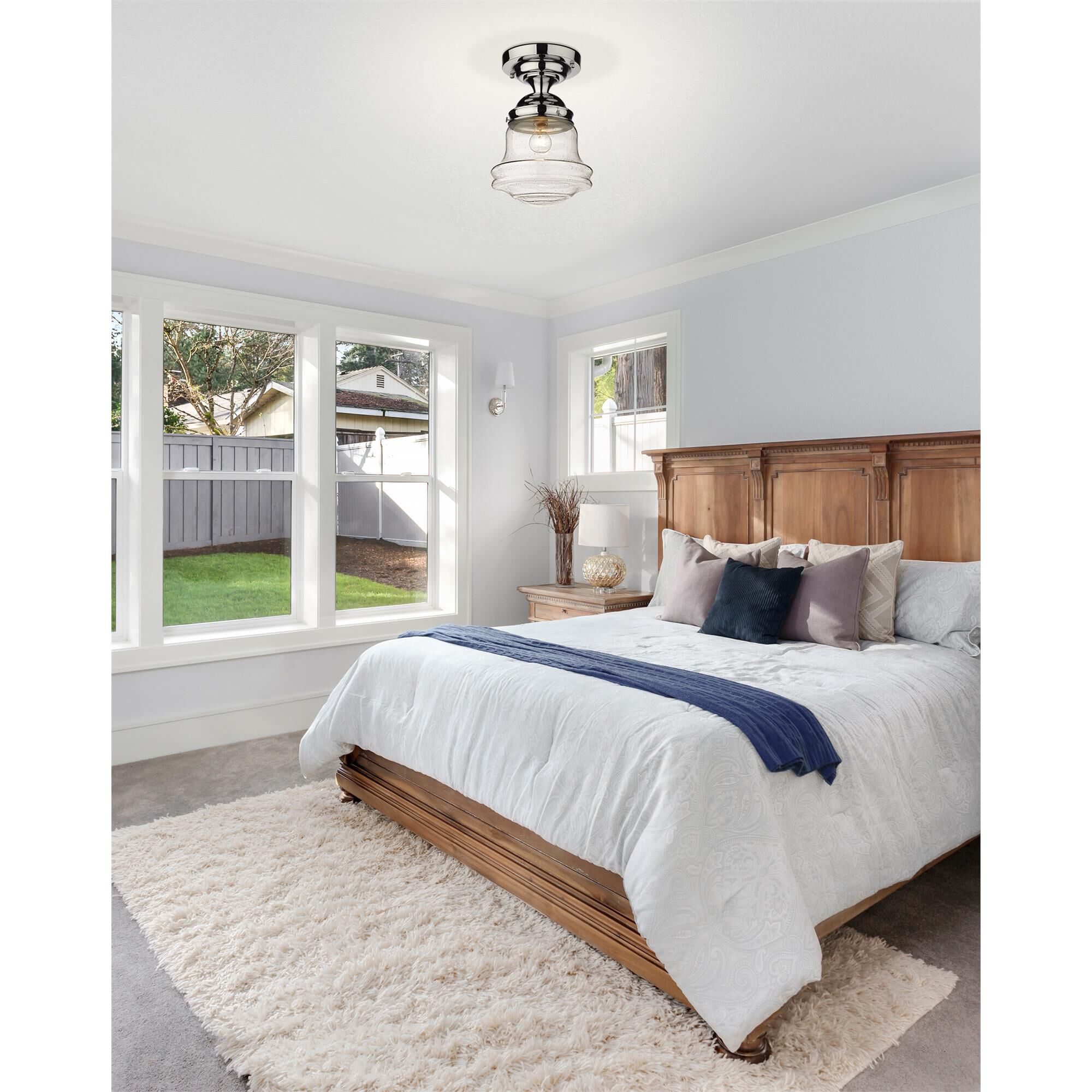 Shown in Chrome finish and Clear Seedy glass and Clear Seedy shade