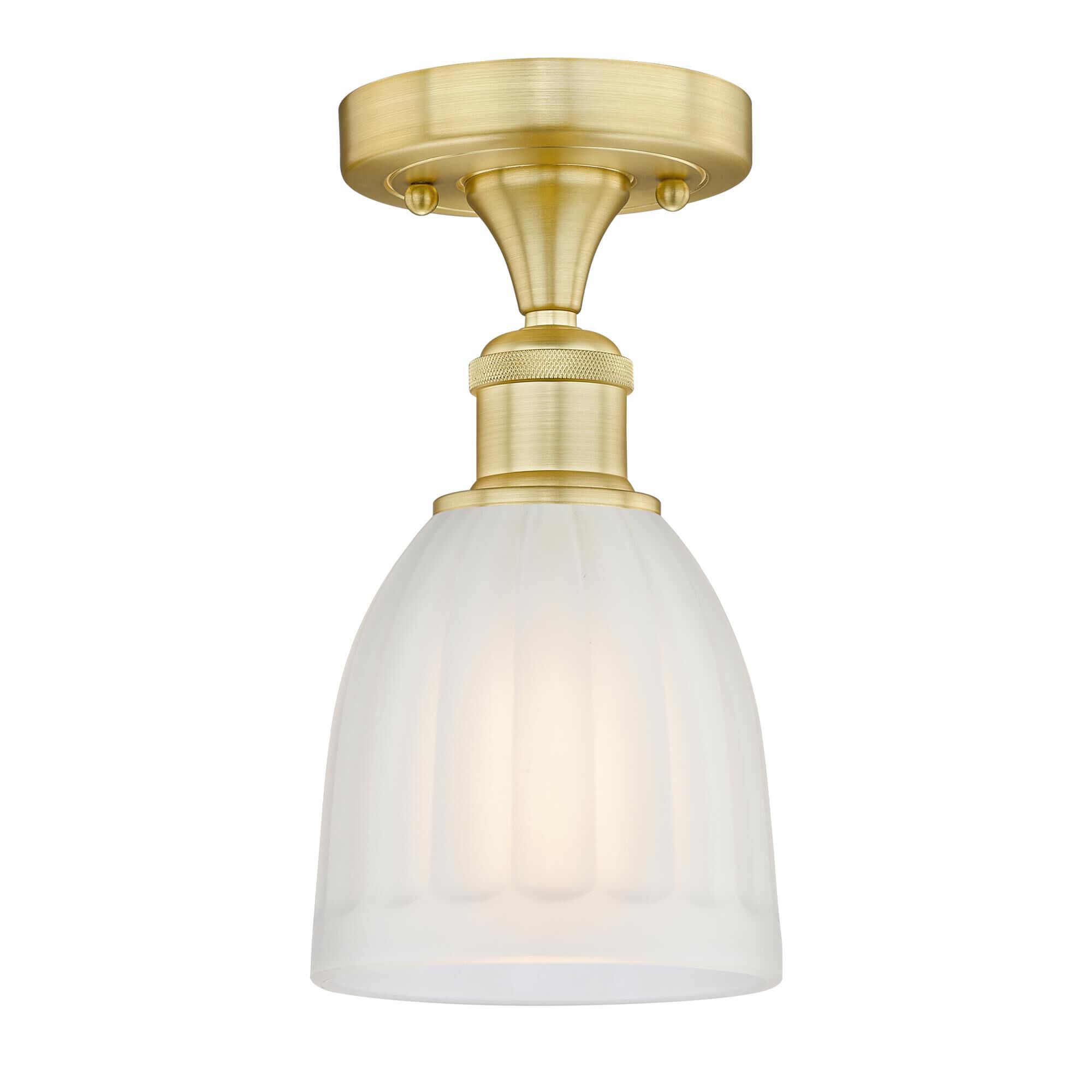 Shown in Satin Gold finish and White glass