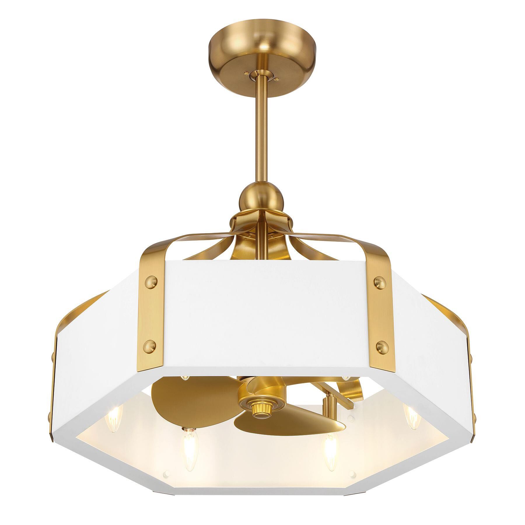 Shown in White with Warm Brass Accents finish and Metal shade