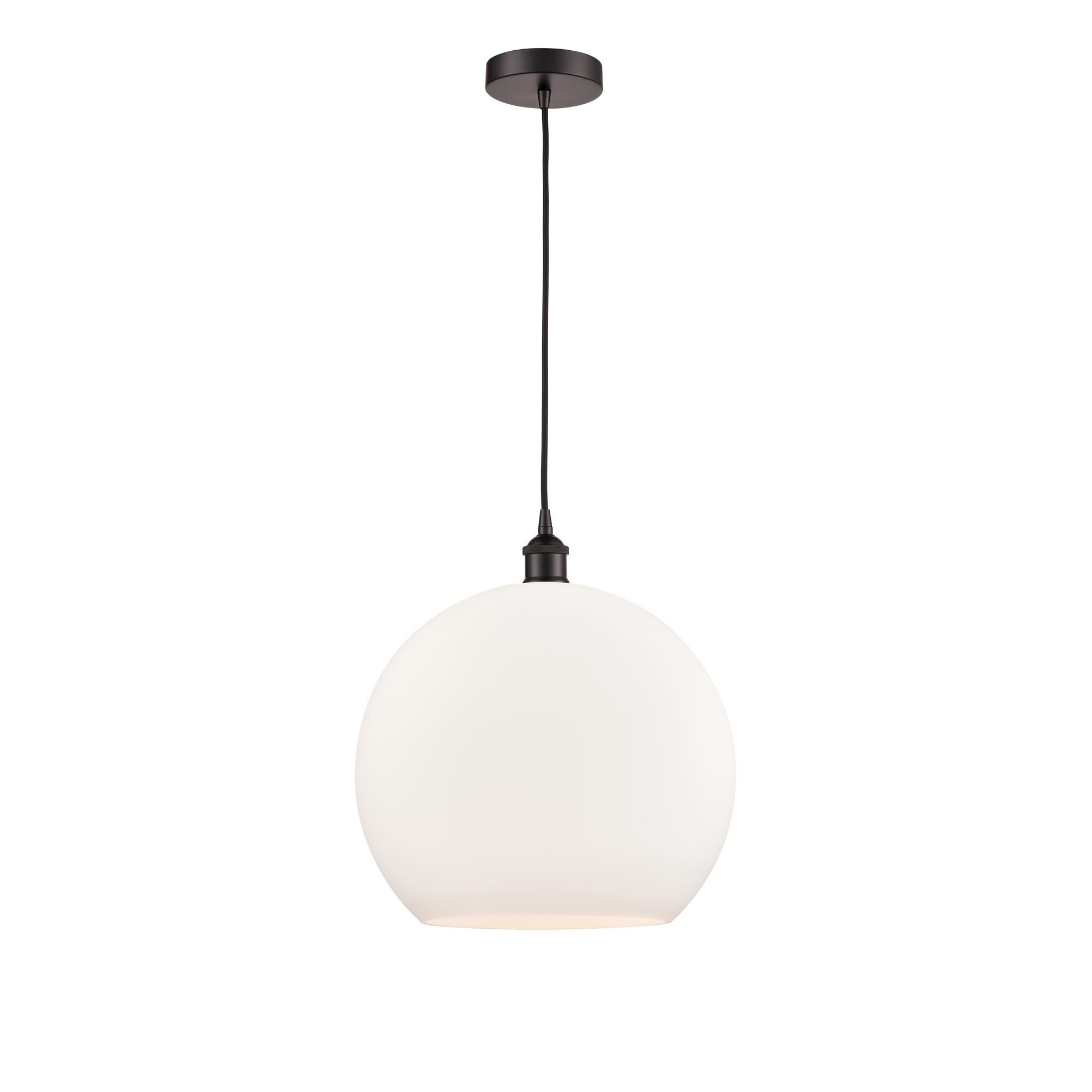 Shown in Oil Rubbed Bronze finish and Cased Matte White glass