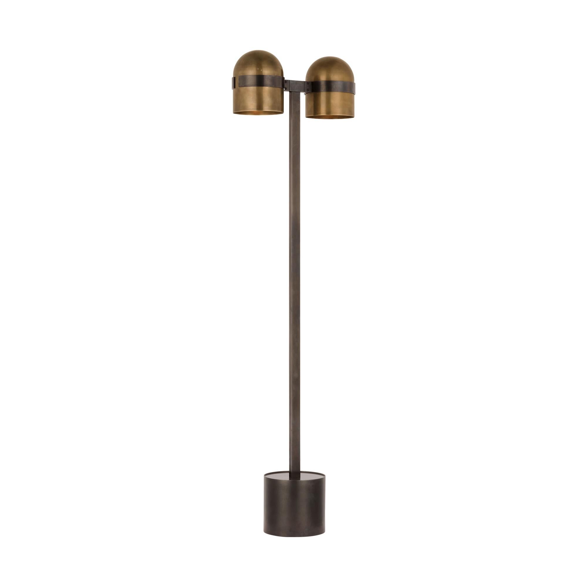 Shown in Blackened Bronze/Bright Worn Brass finish and Brass shade