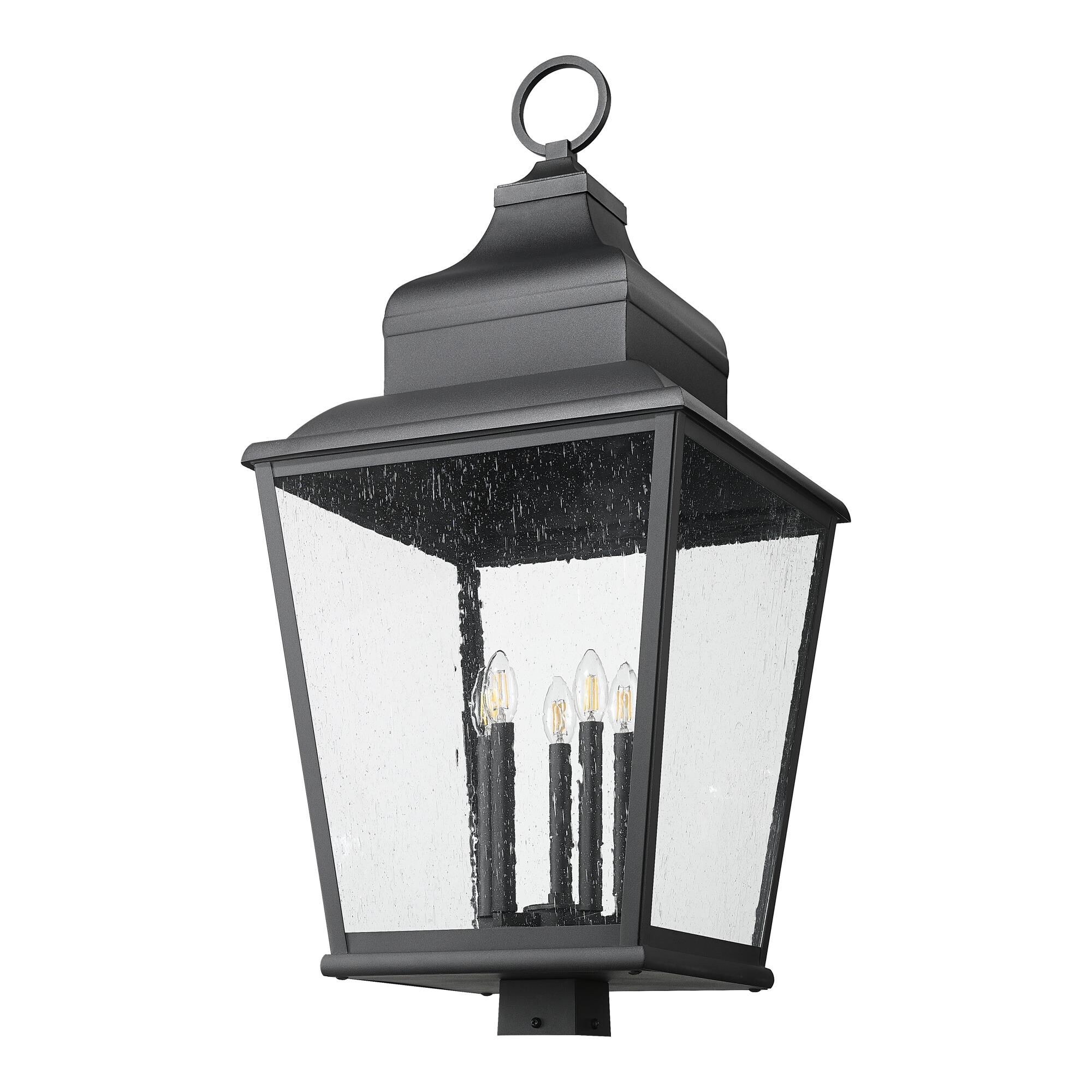 Shown in Sand Black finish and Clear Seedy glass