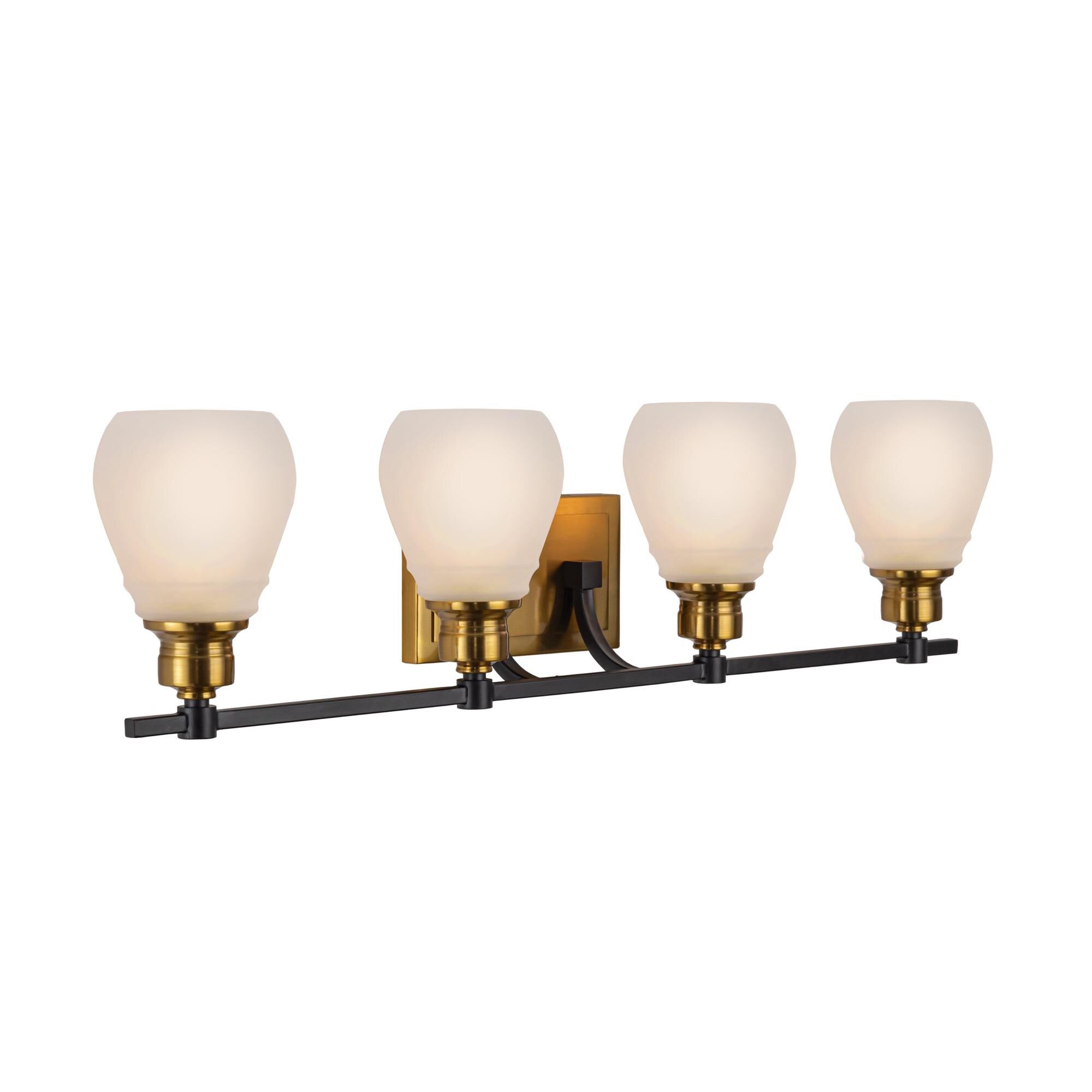 Shown in Brass & Black finish and Glass shade