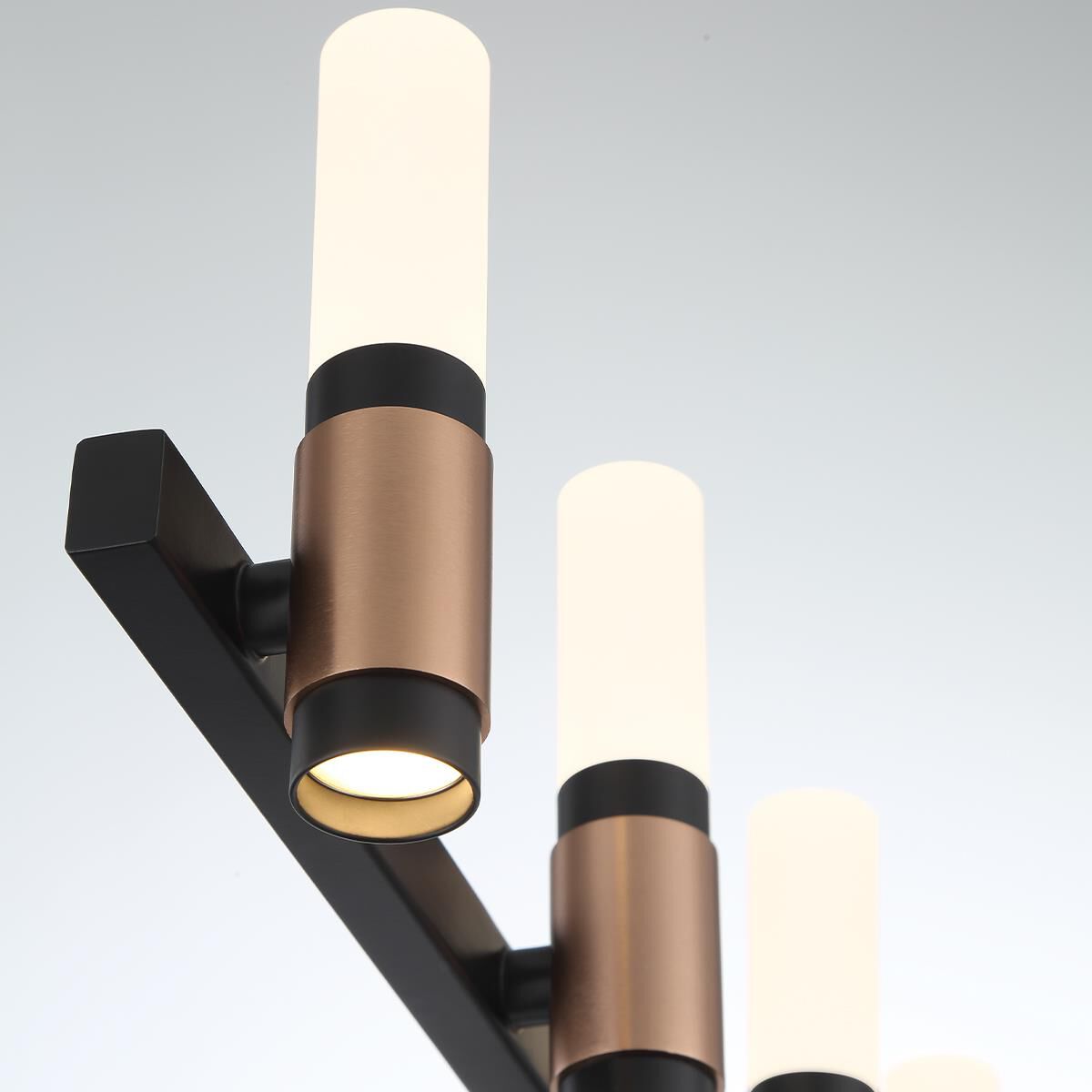 Shown in Black and Brass finish and Frosted White Acrylic glass