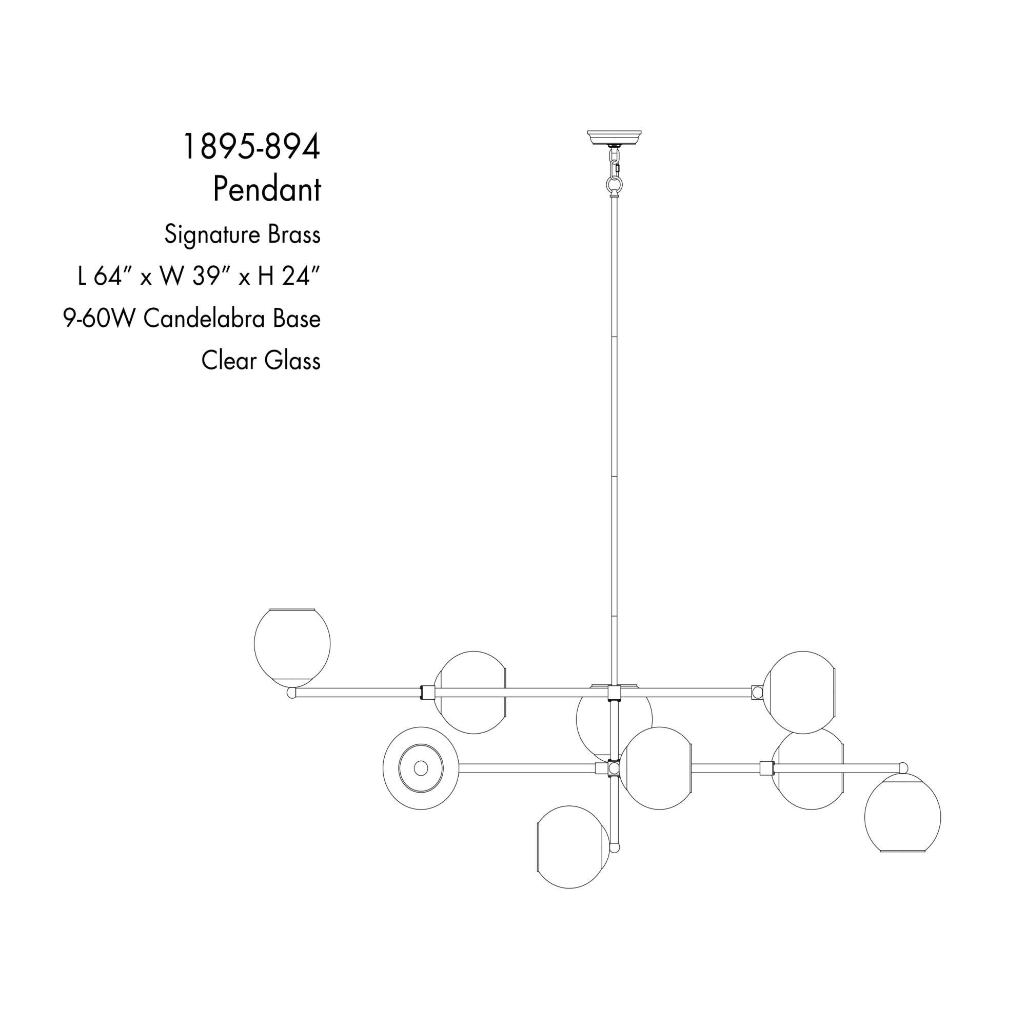 Shown in Signature Brass finish and Clear glass