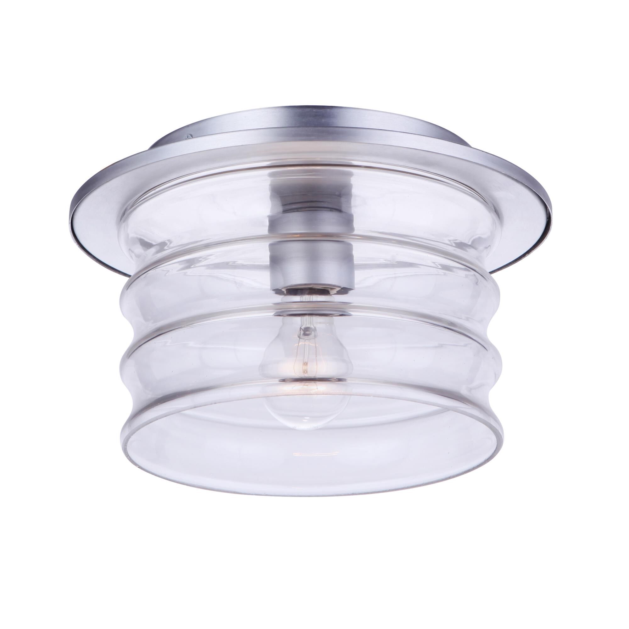 Shown in Satin Aluminum finish and Clear glass and Glass shade