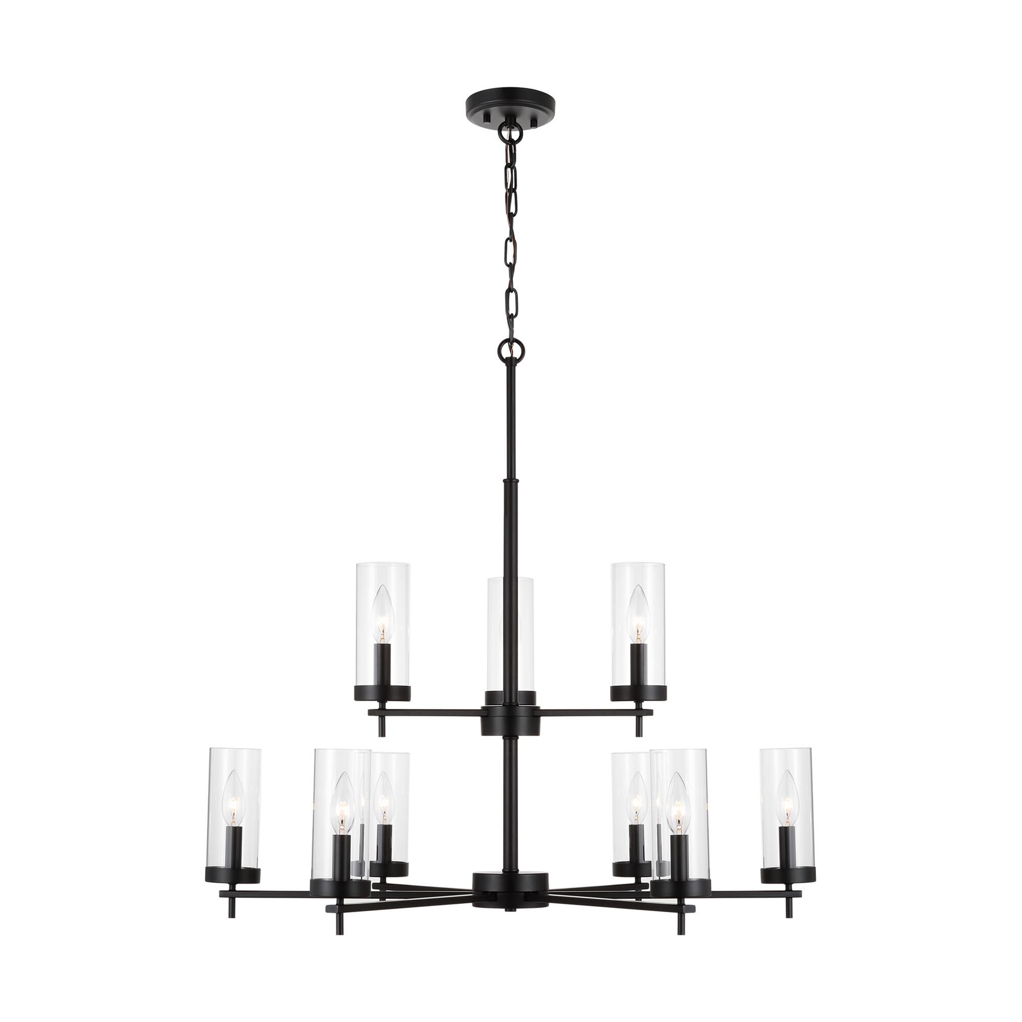 Shown in Midnight Black finish and Clear Glass s shade