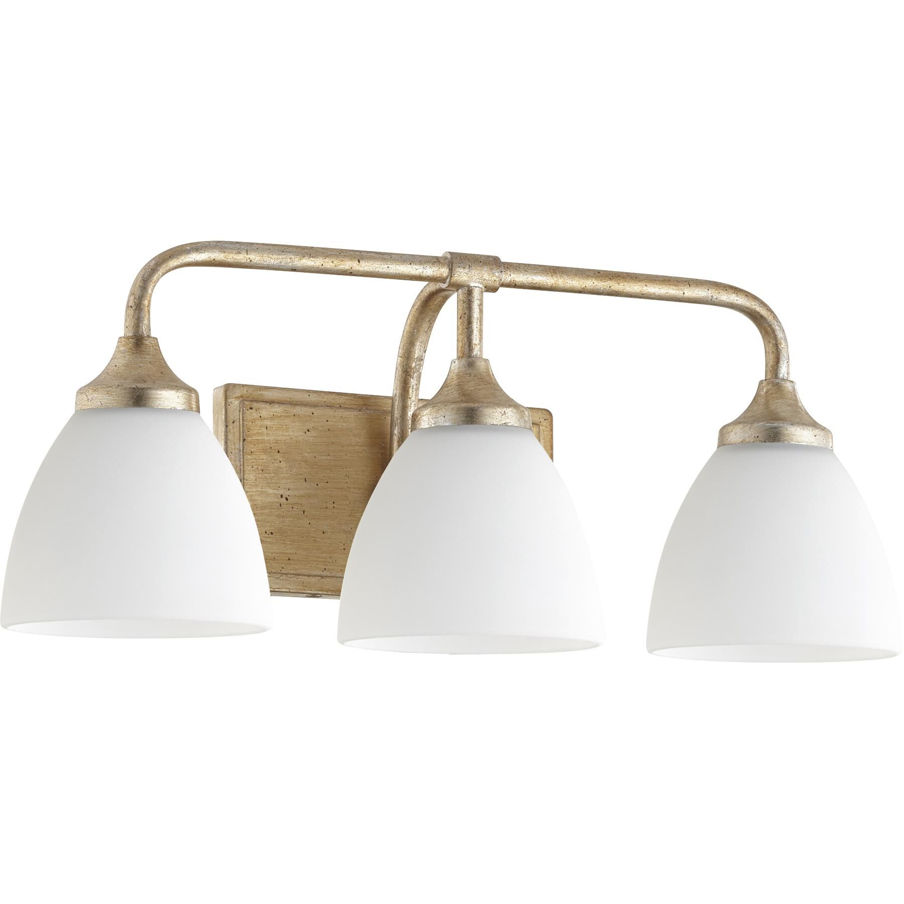 Shown in Aged Silver Leaf finish and Satin Opal shade 