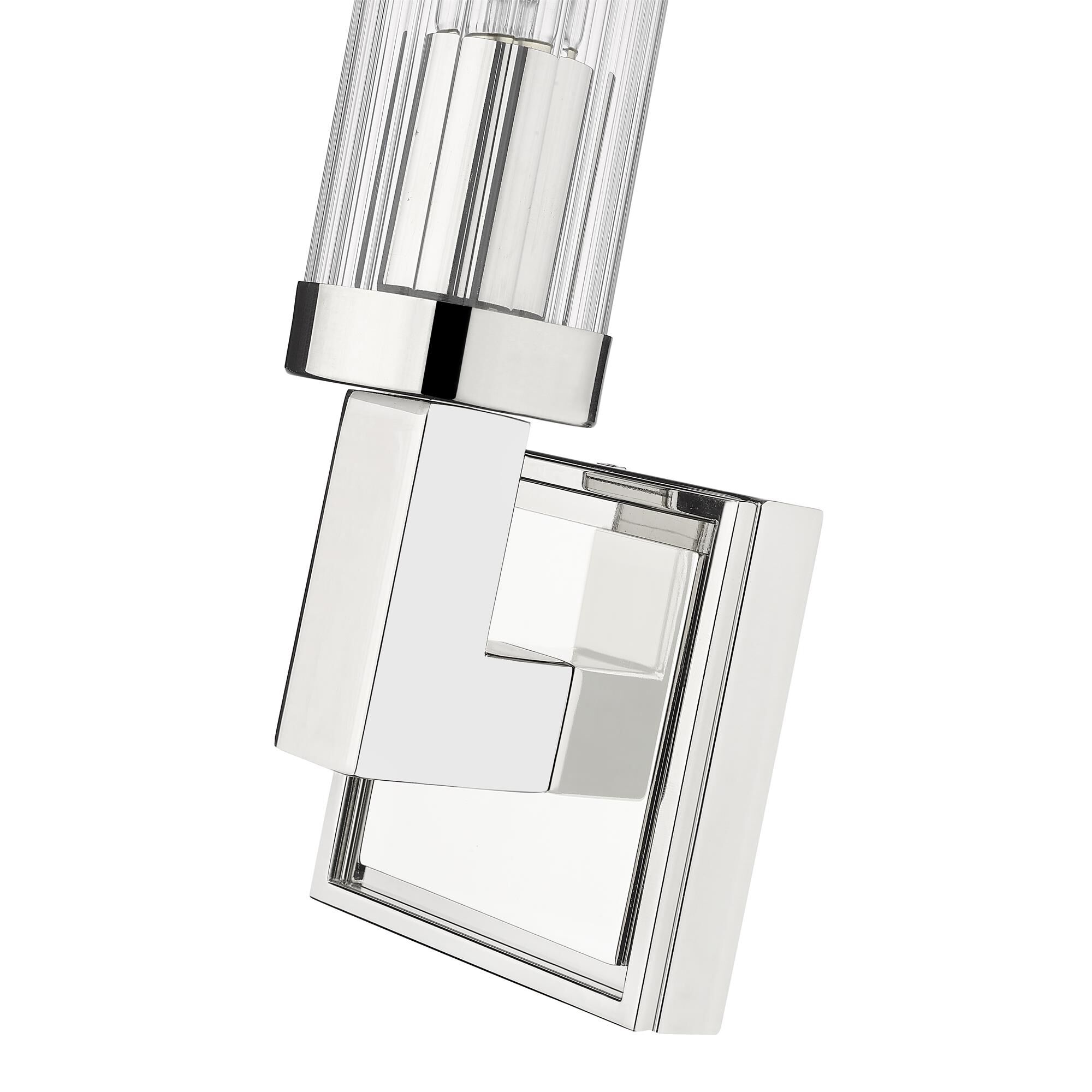 Shown in Polished Nickel finish and Glass shade