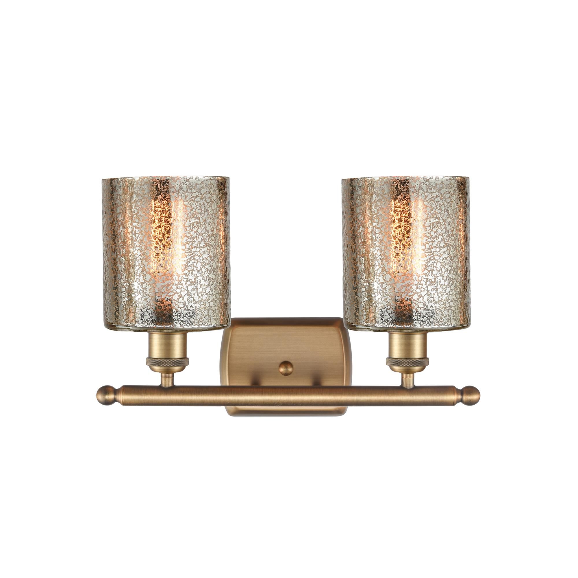 Shown in Brushed Brass finish and Drum glass and Glass shade and Polished Chrome accent