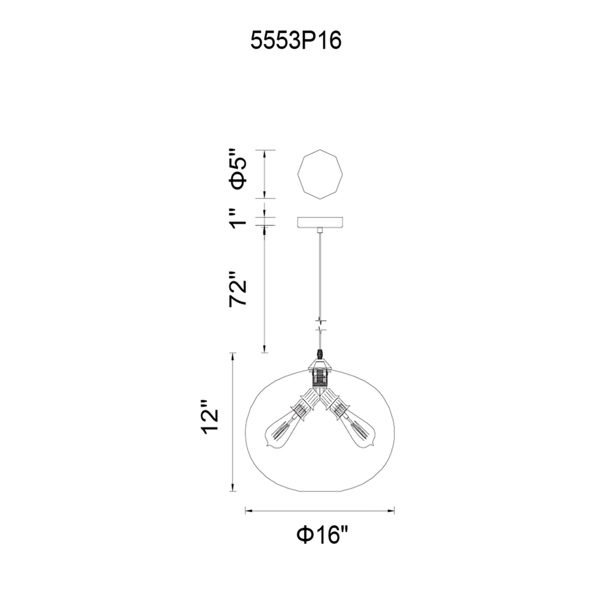 Glass 16 Inch Large Pendant by CWI Lighting