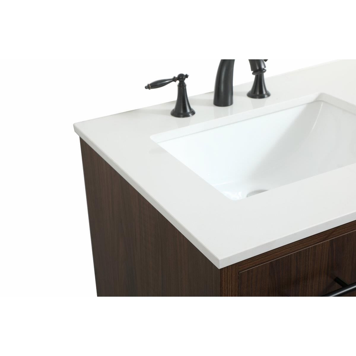 Shown in Walnut finish and No Backsplash accent