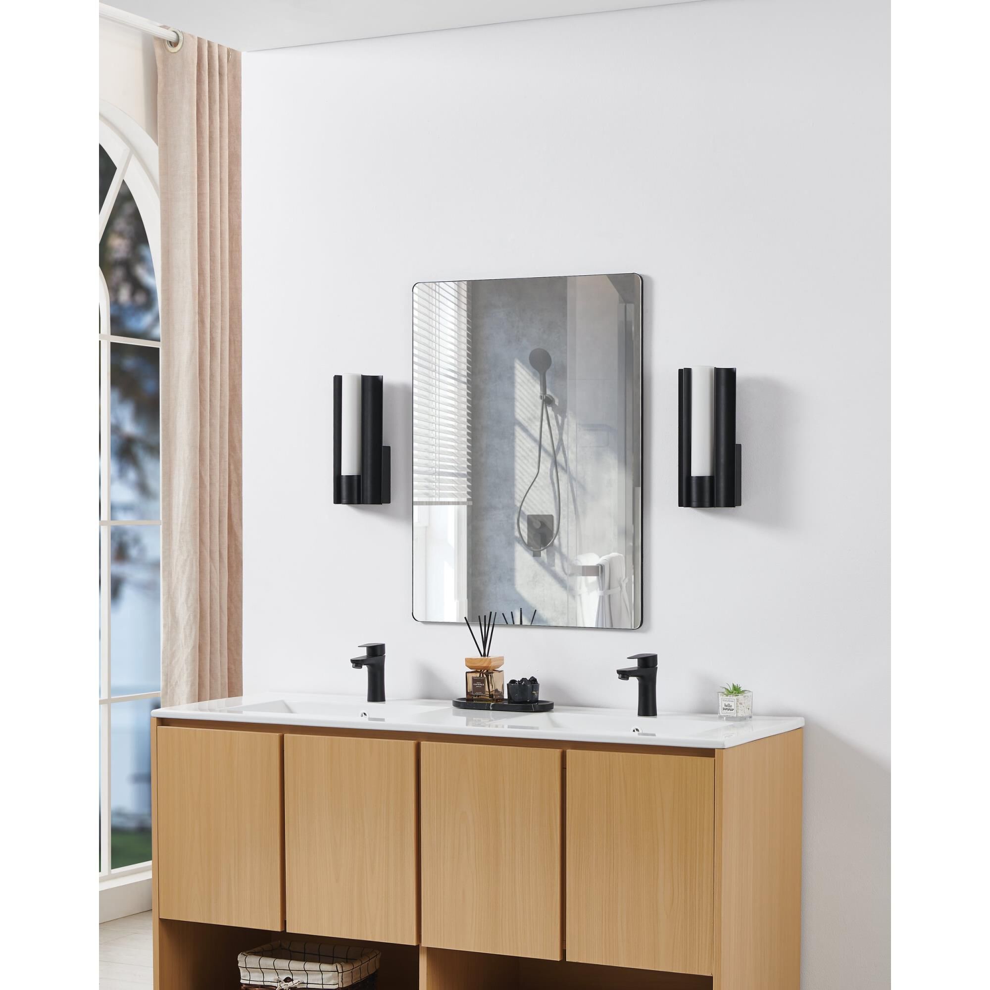 Shown in Textured Black finish and Etched Opal glass