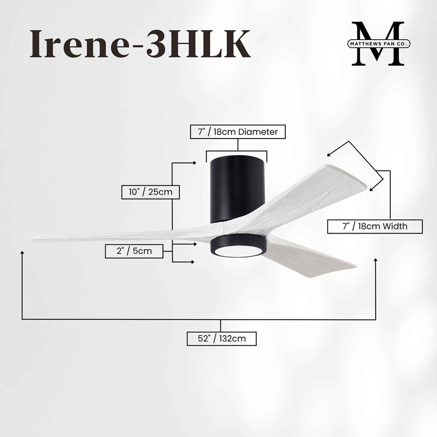 Irene 52 Inch Flush Mount Fan with Light Kit by Matthews Fan Company