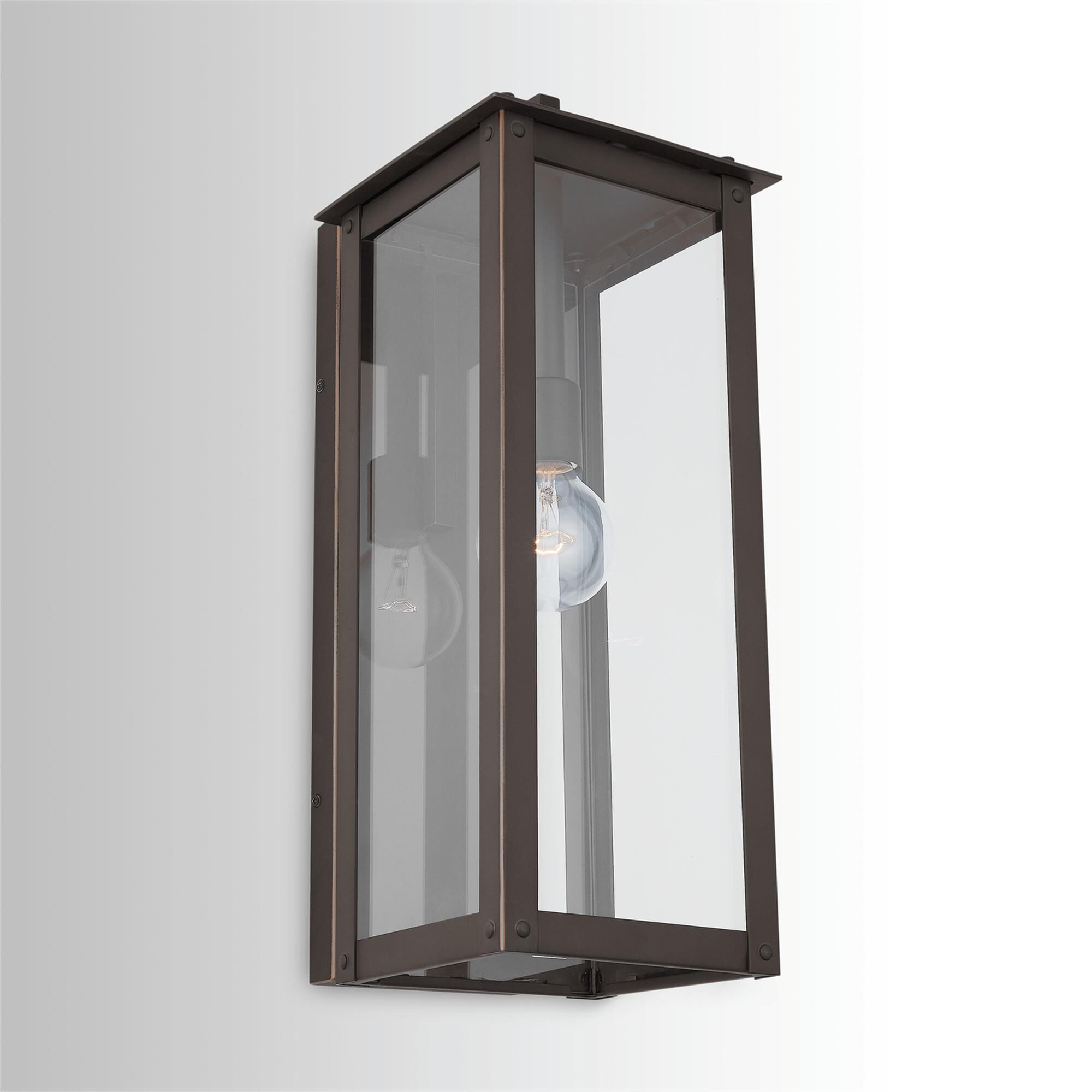 Shown in Oiled Bronze finish and Clear glass
