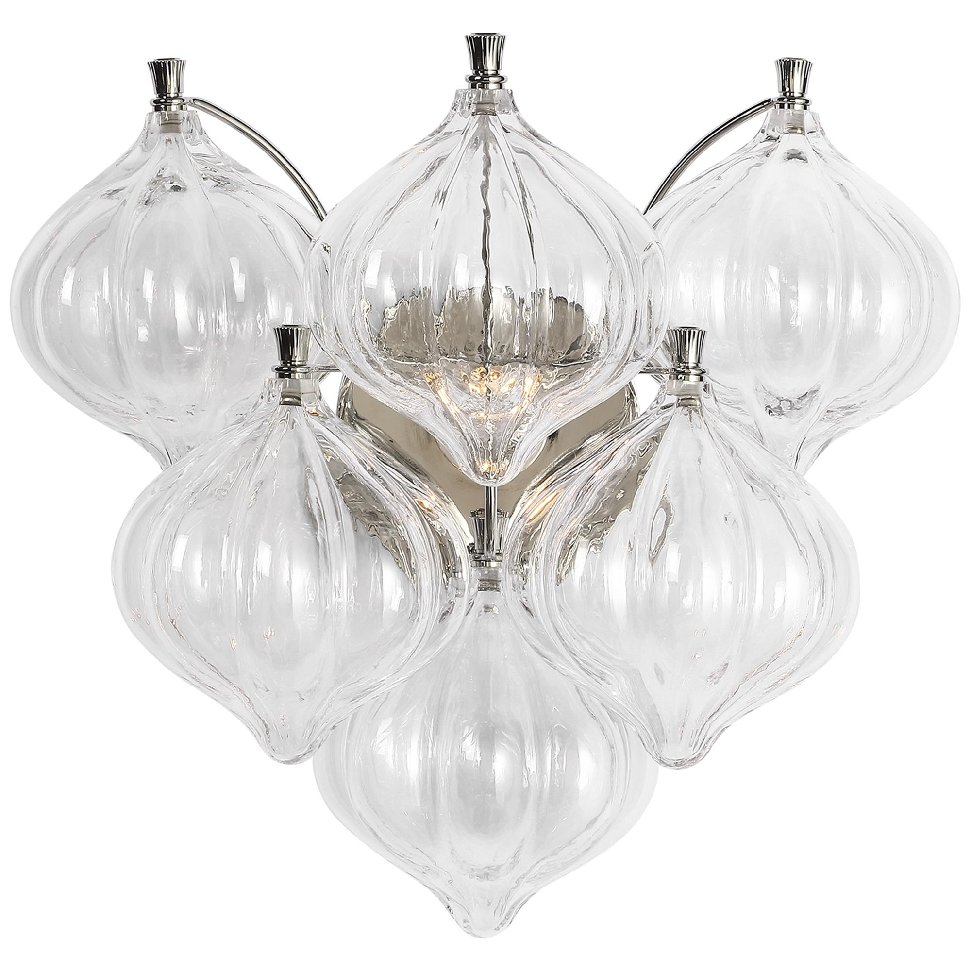 Shown in Polished Nickel finish and Clear glass