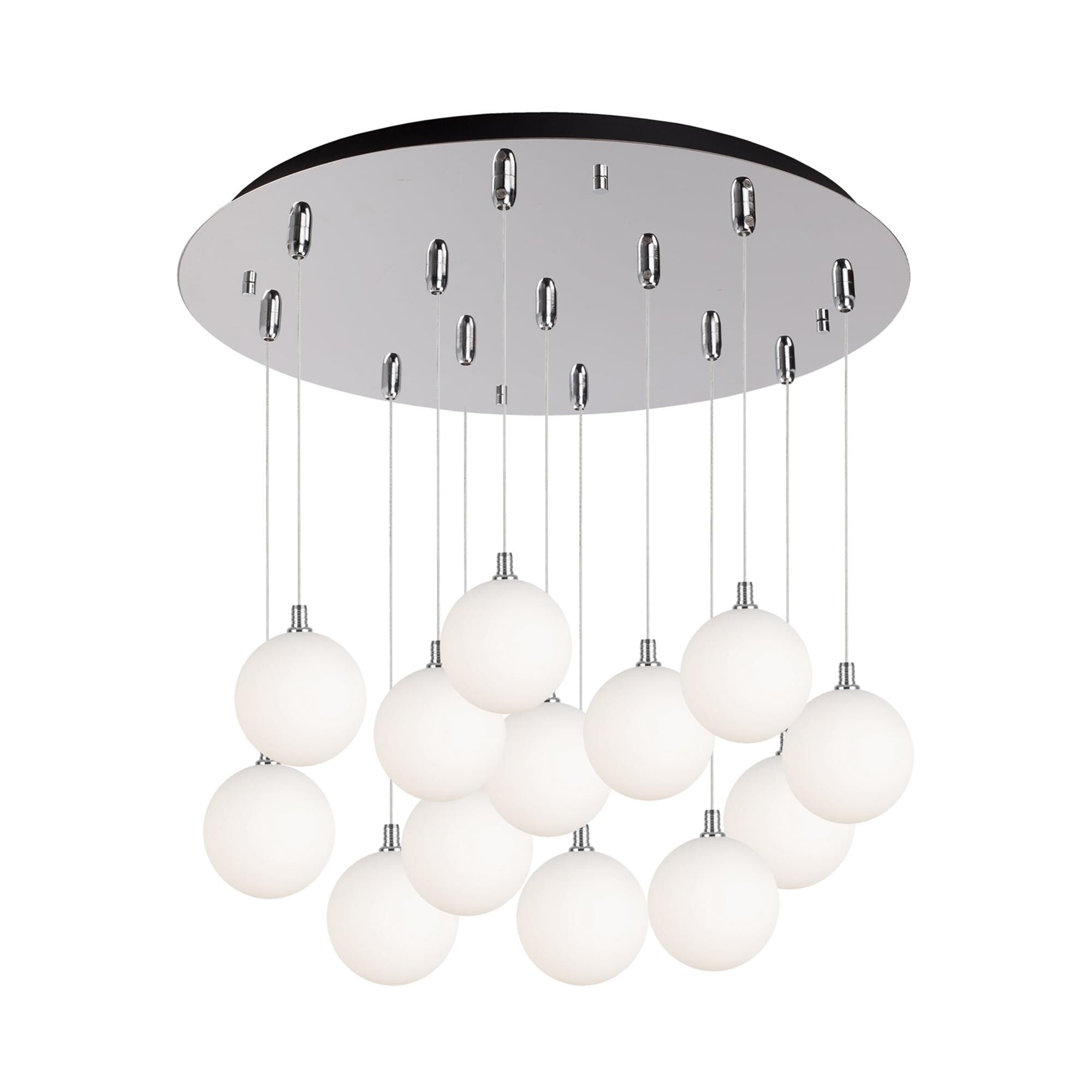 Shown in Chrome finish and Opal glass
