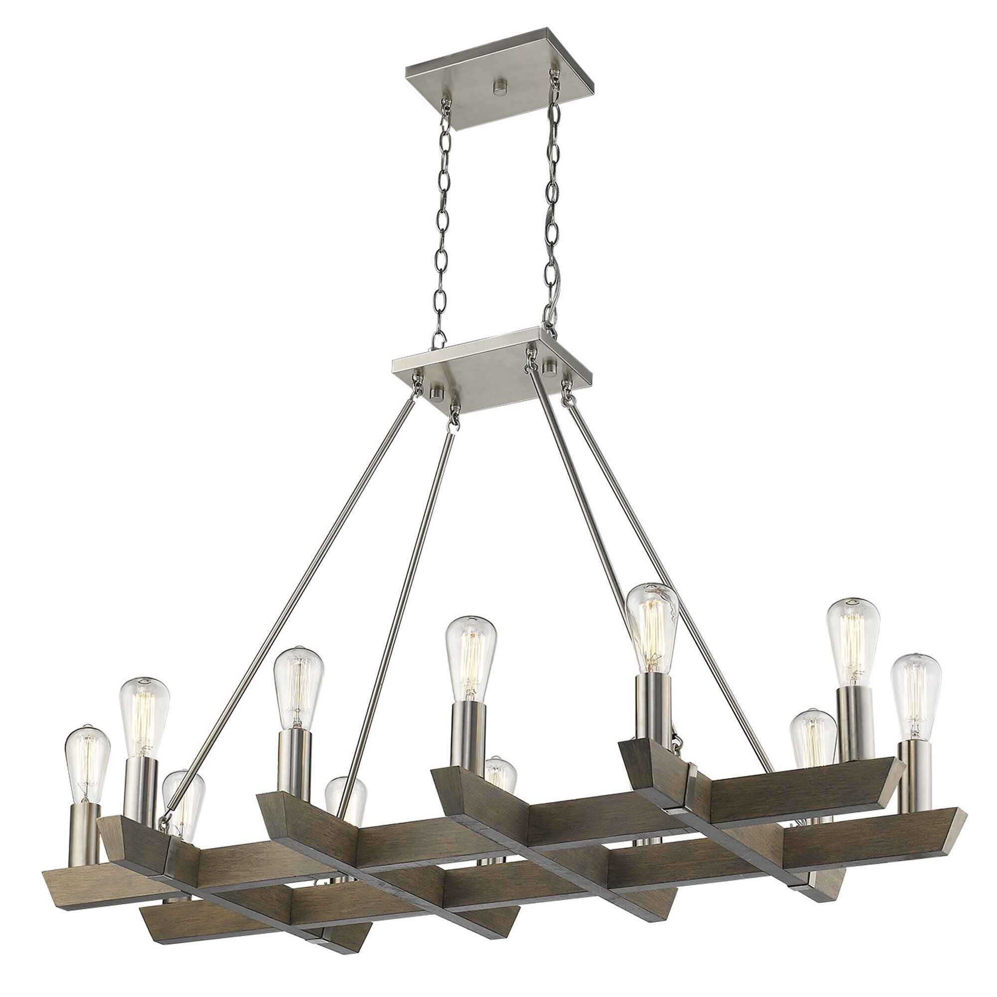 Shown in Satin Nickel finish and -- glass and -- shade