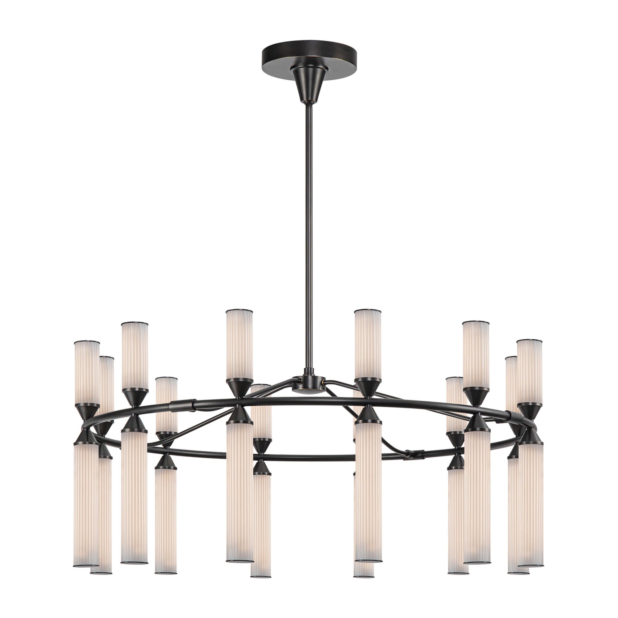 Shown in Urban Bronze finish and Frosted Ribbed glass