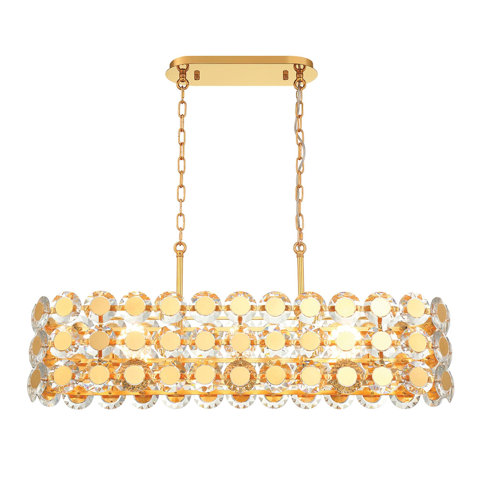 Shown in Gold finish and Clear crystal