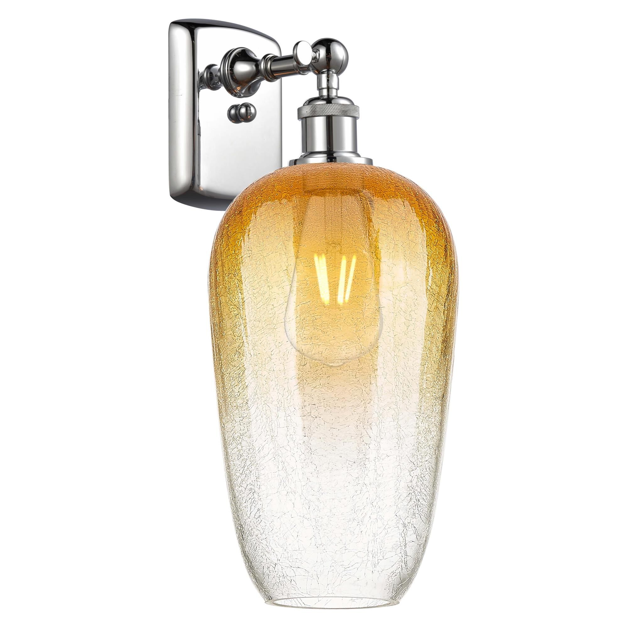 Shown in Polished Chrome finish and Amber glass