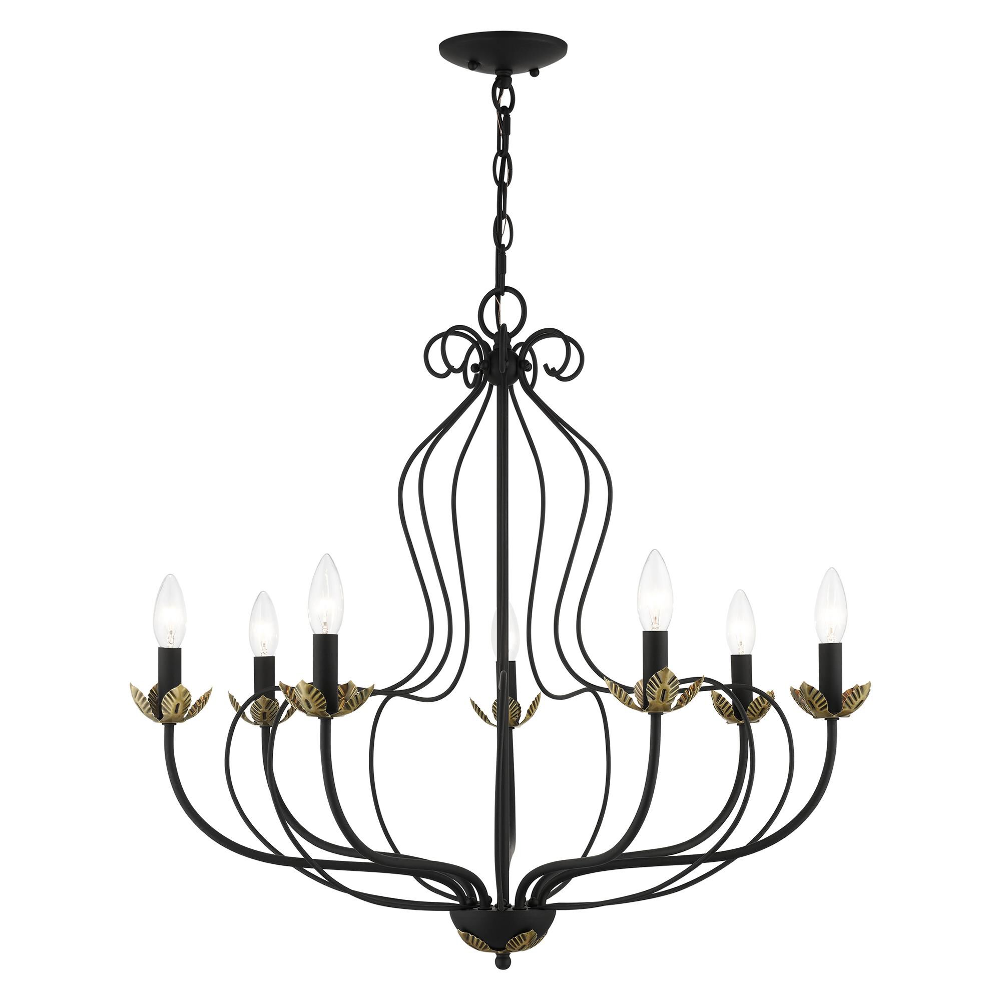 Shown in Black with Antique Brass Accents finish