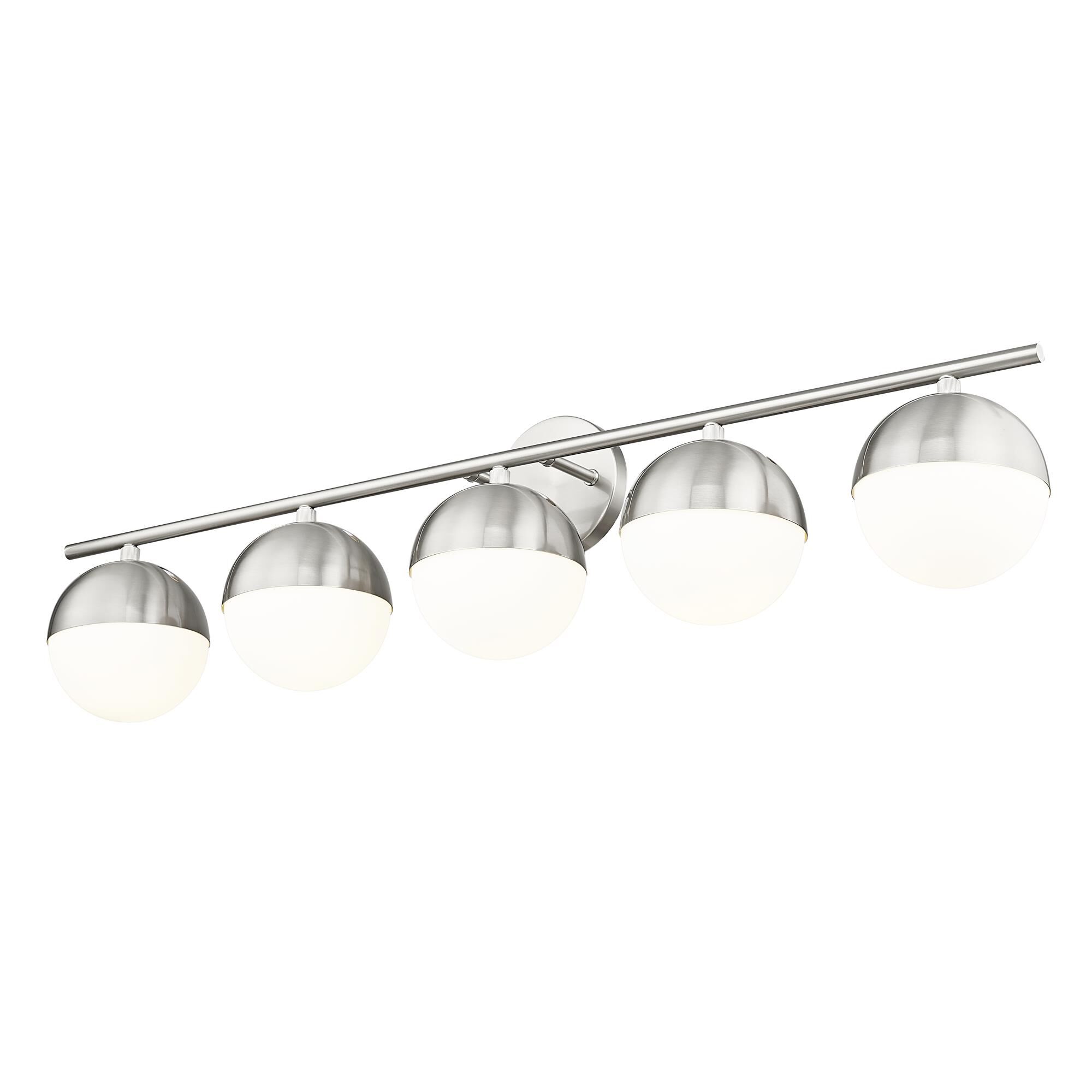 Shown in Brushed Nickel finish and Matte Opal glass and Matte Opal shade