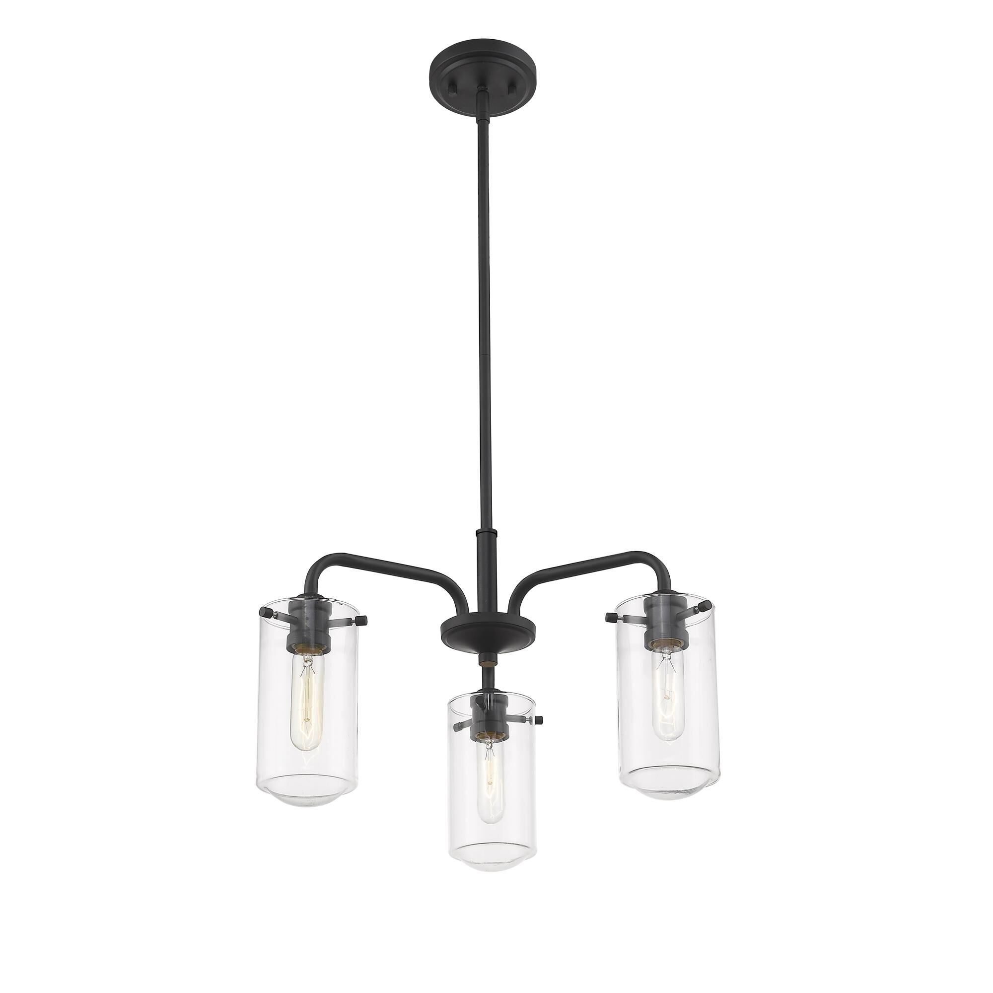 Shown in Matte Black finish and Glass shade