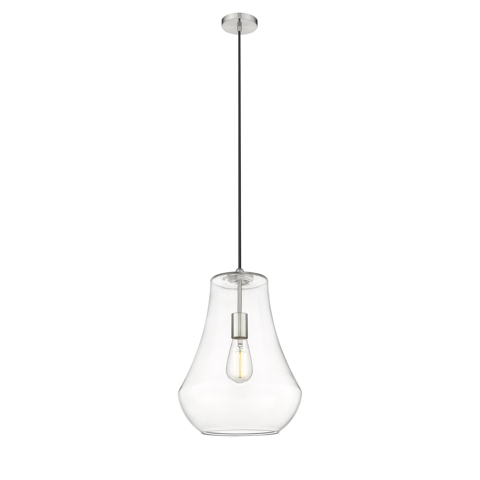 Shown in Brushed Satin Nickel finish and Clear Fairfield glass and No Shade shade